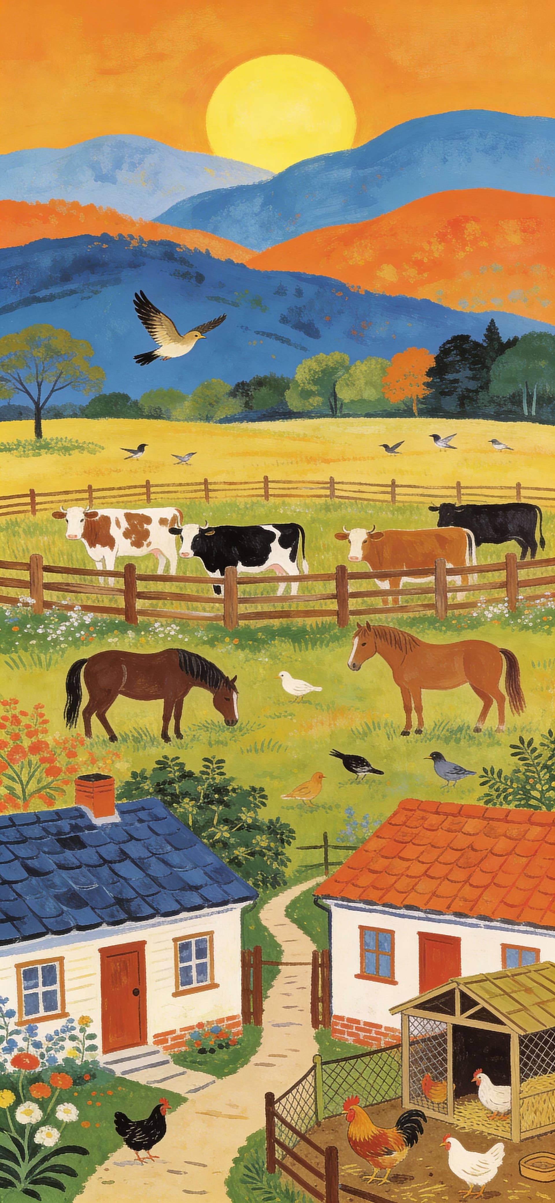Pastoral Farm Scene - free phone wallpaper