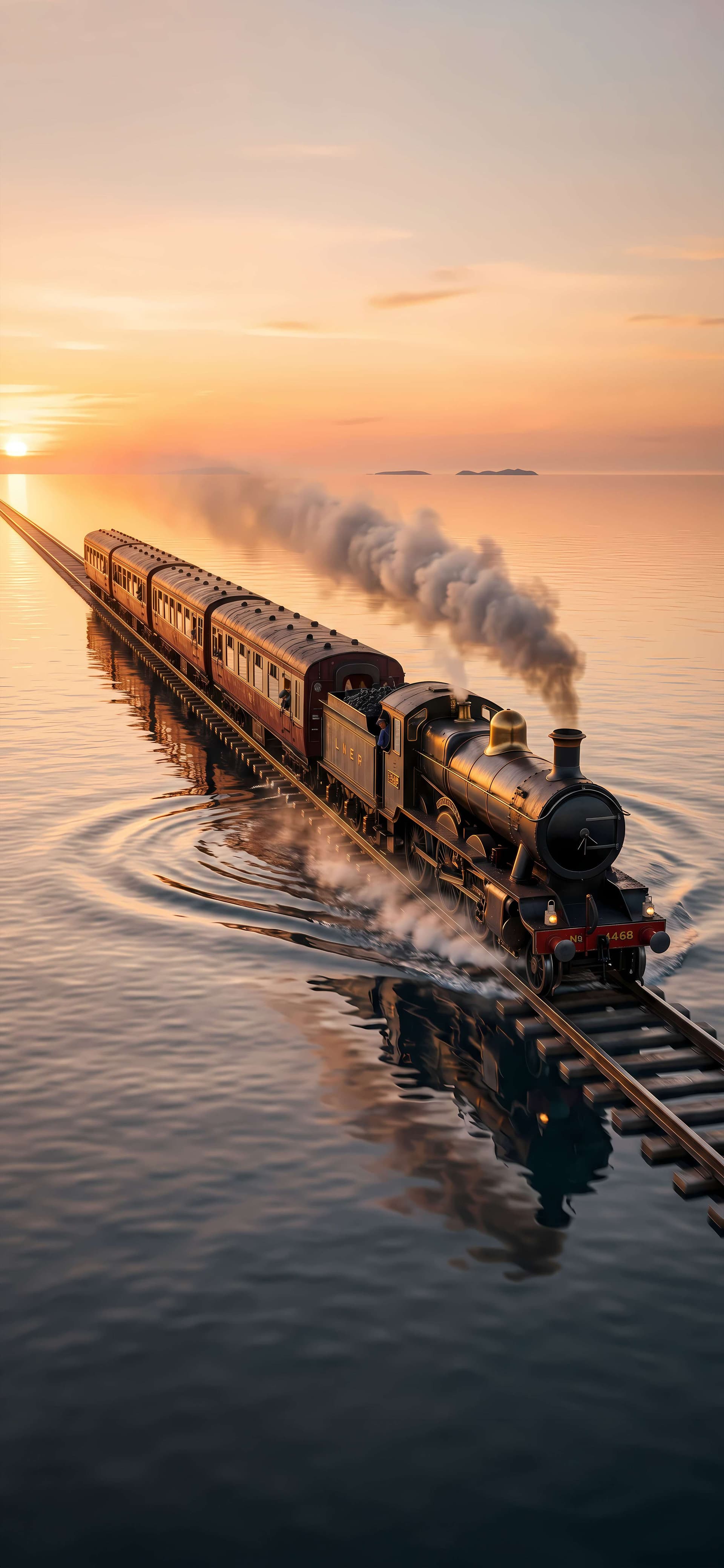 Sunset Water Train - Pro phone wallpaper