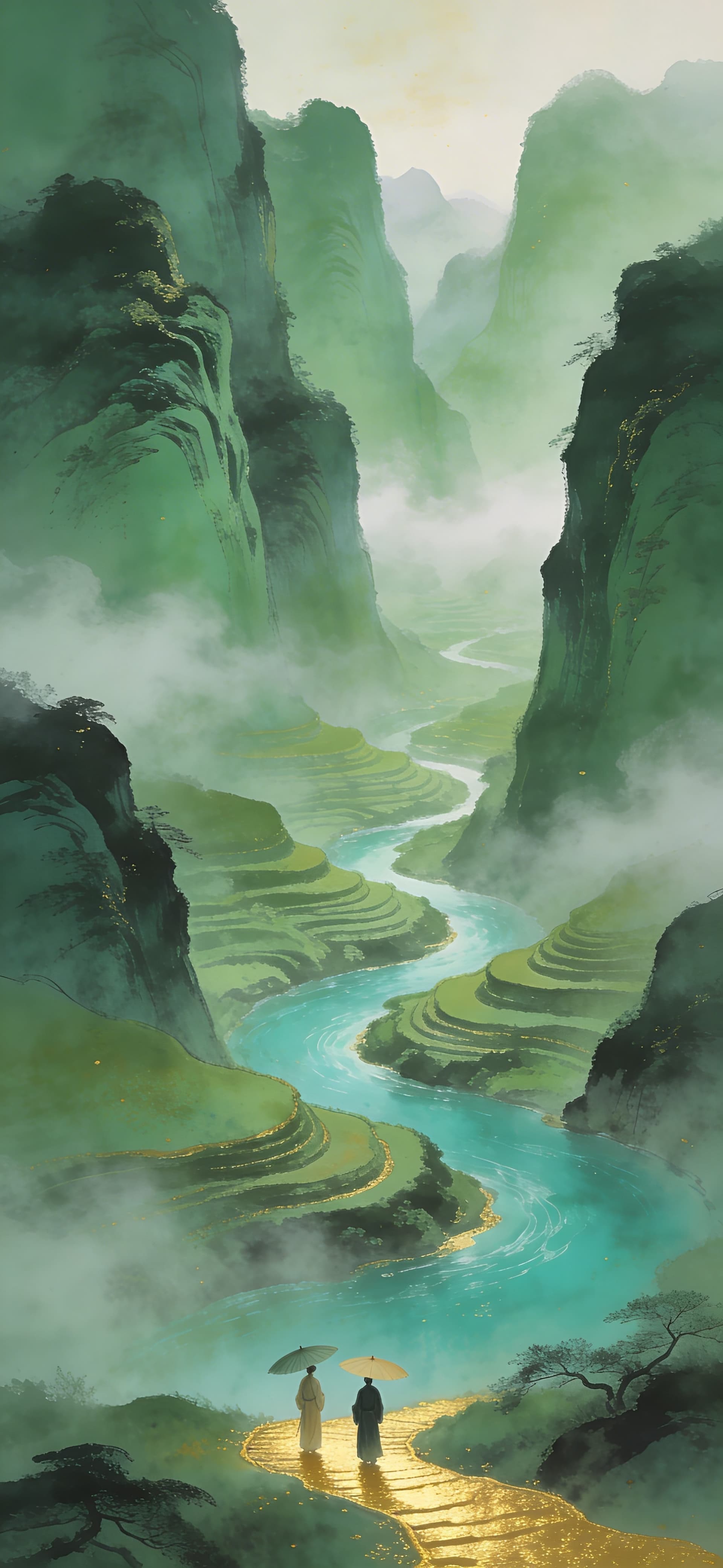 Emerald River Valley - free phone wallpaper