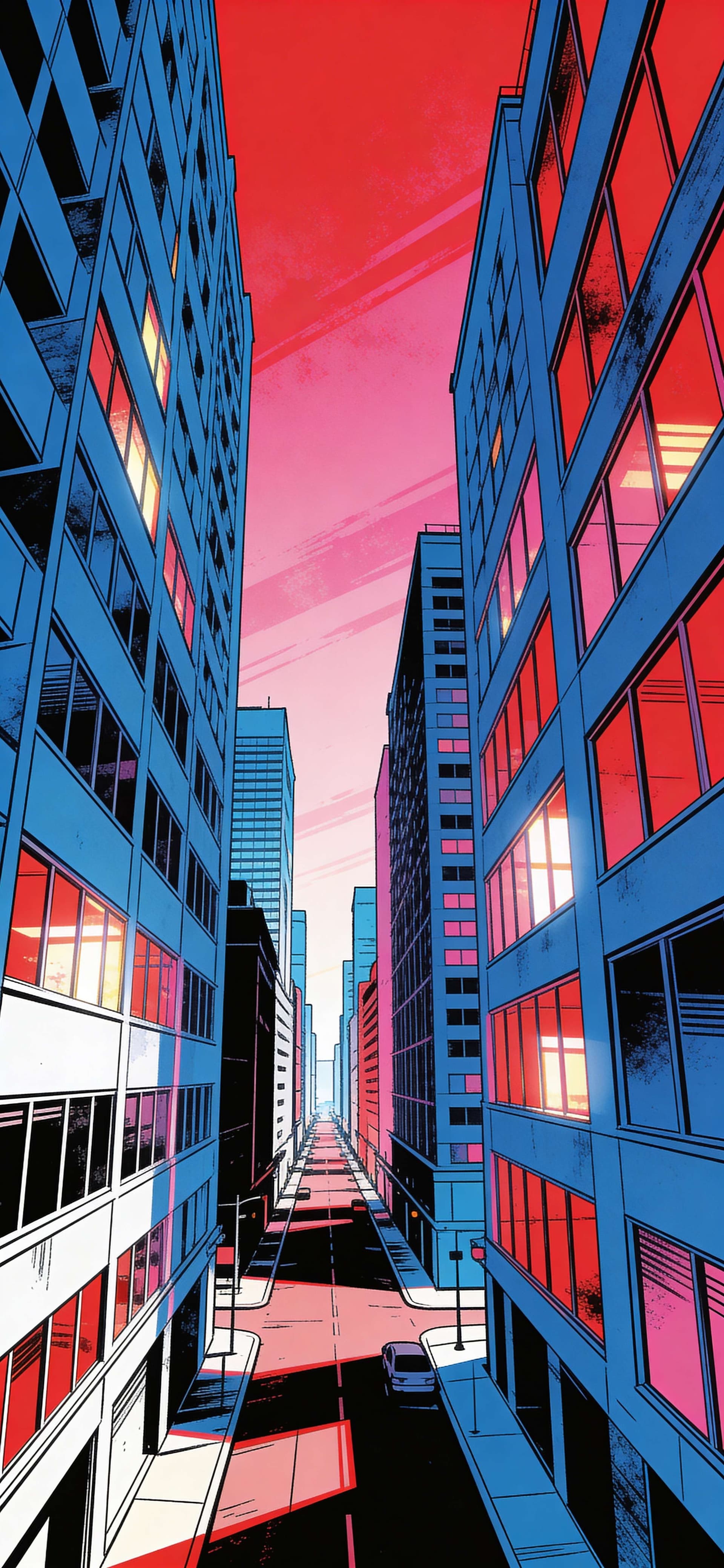 Neon Cityscape Alley - Pro phone wallpaper