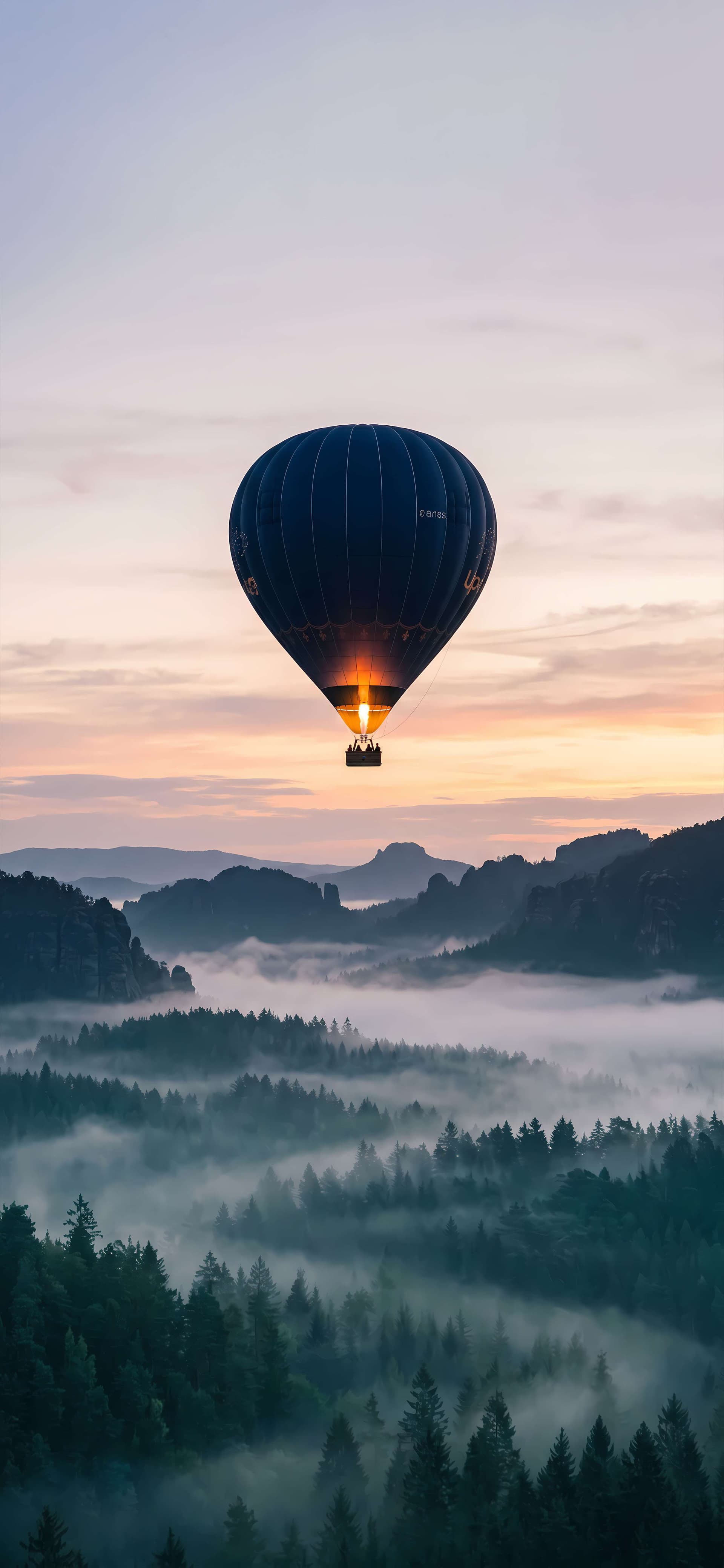 Misty Balloon Flight - free phone wallpaper