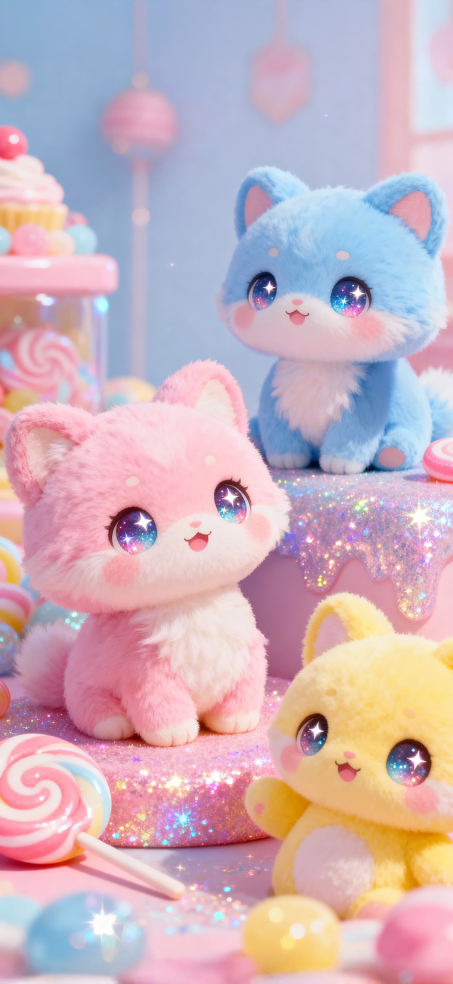 Candyfloss Kitty 1 - free phone wallpaper