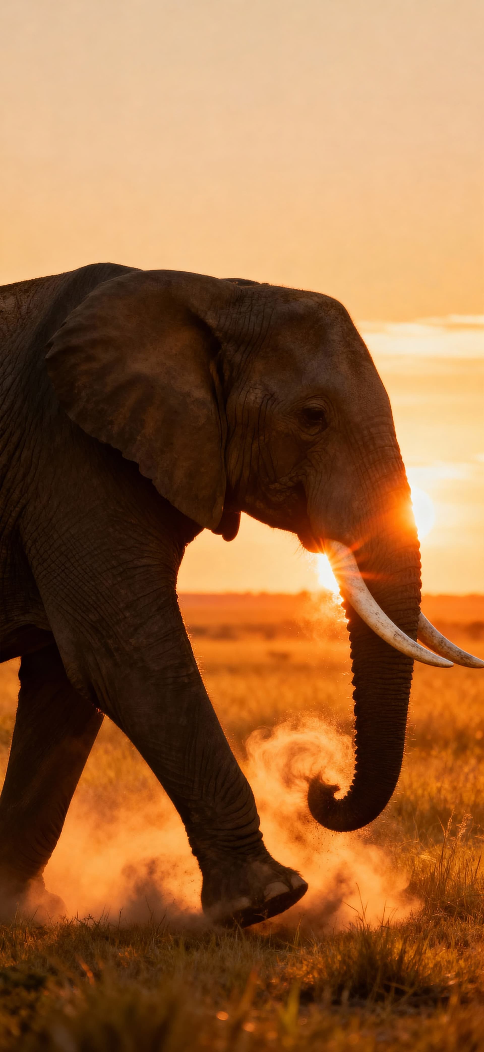 Elephant Sunset 3 - free phone wallpaper