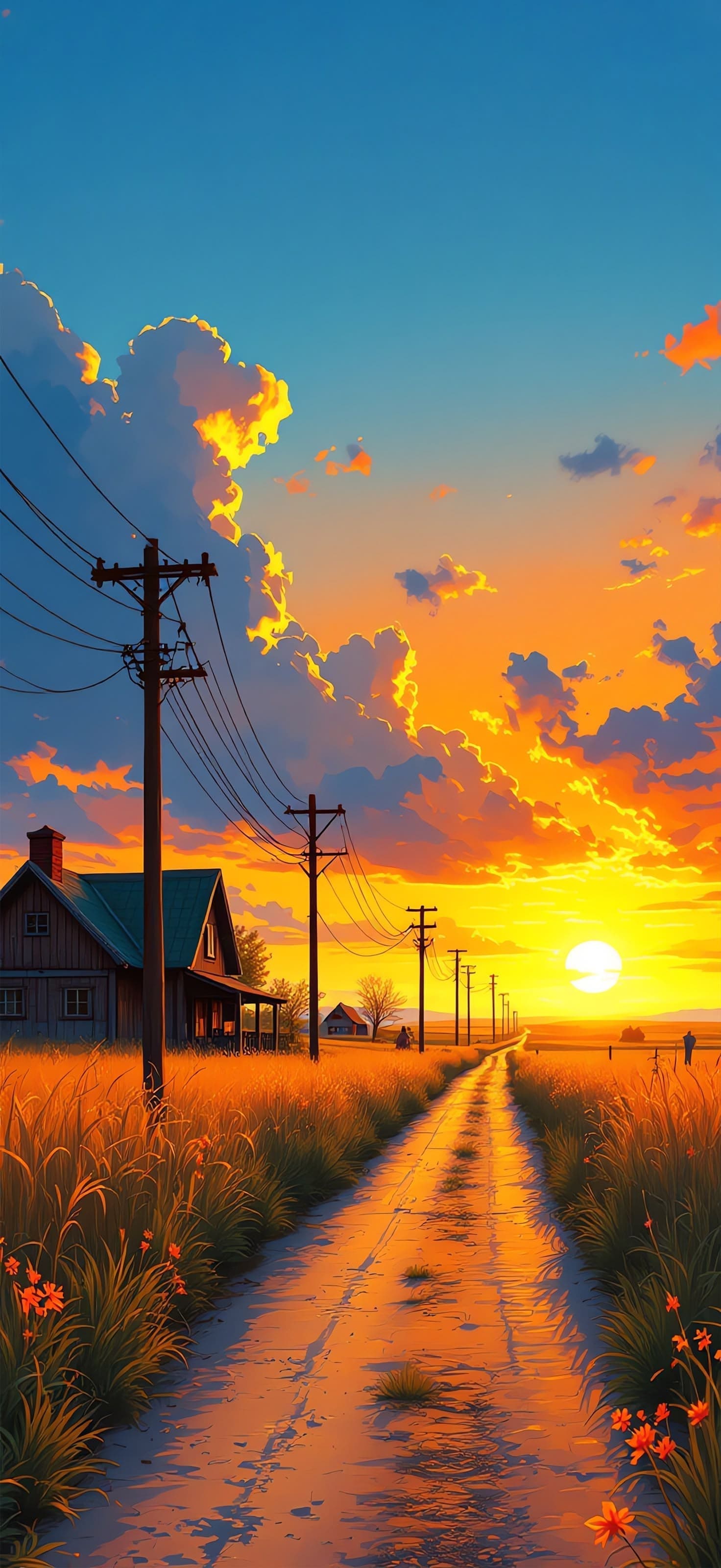 Golden Dusk Road 1 - free phone wallpaper