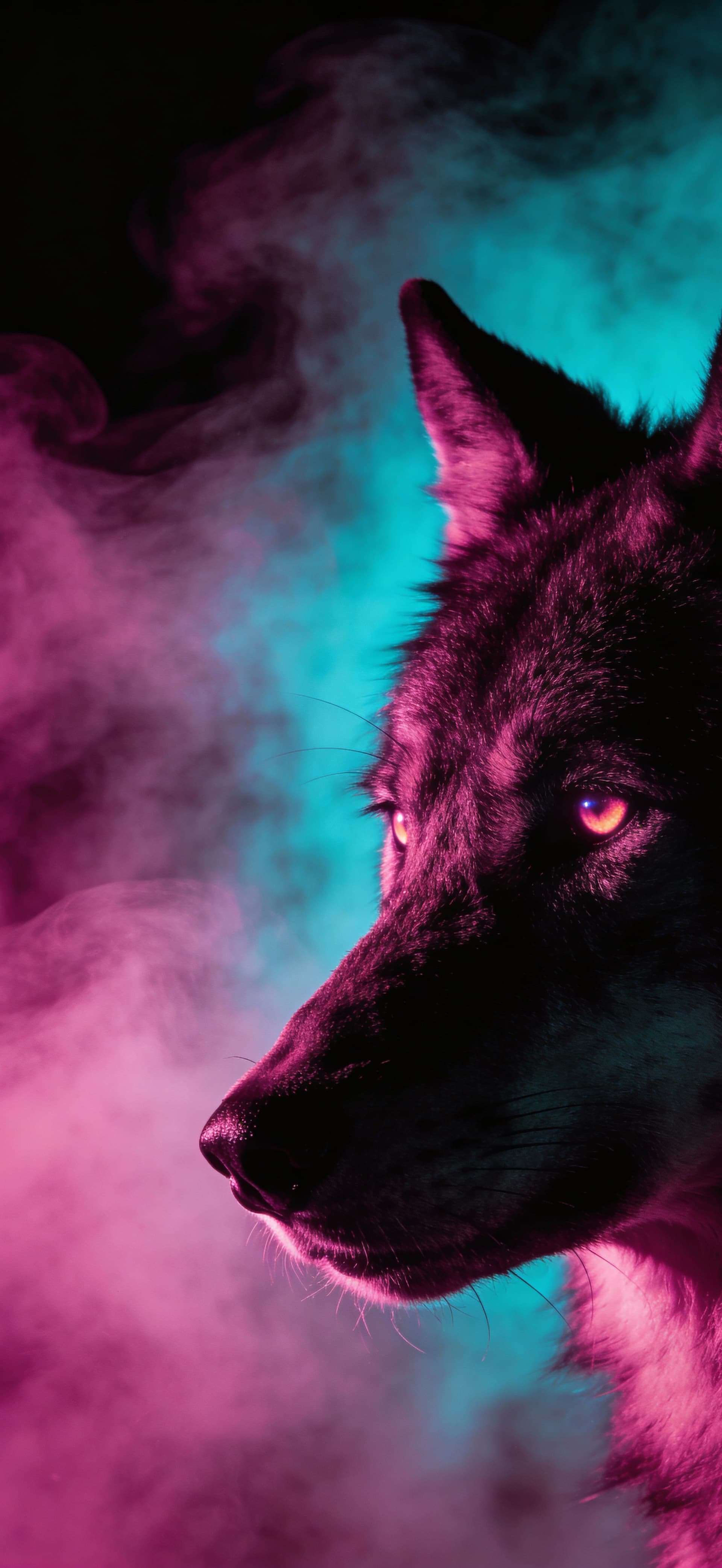 Neon Wolf Smoke 1 - Pro phone wallpaper