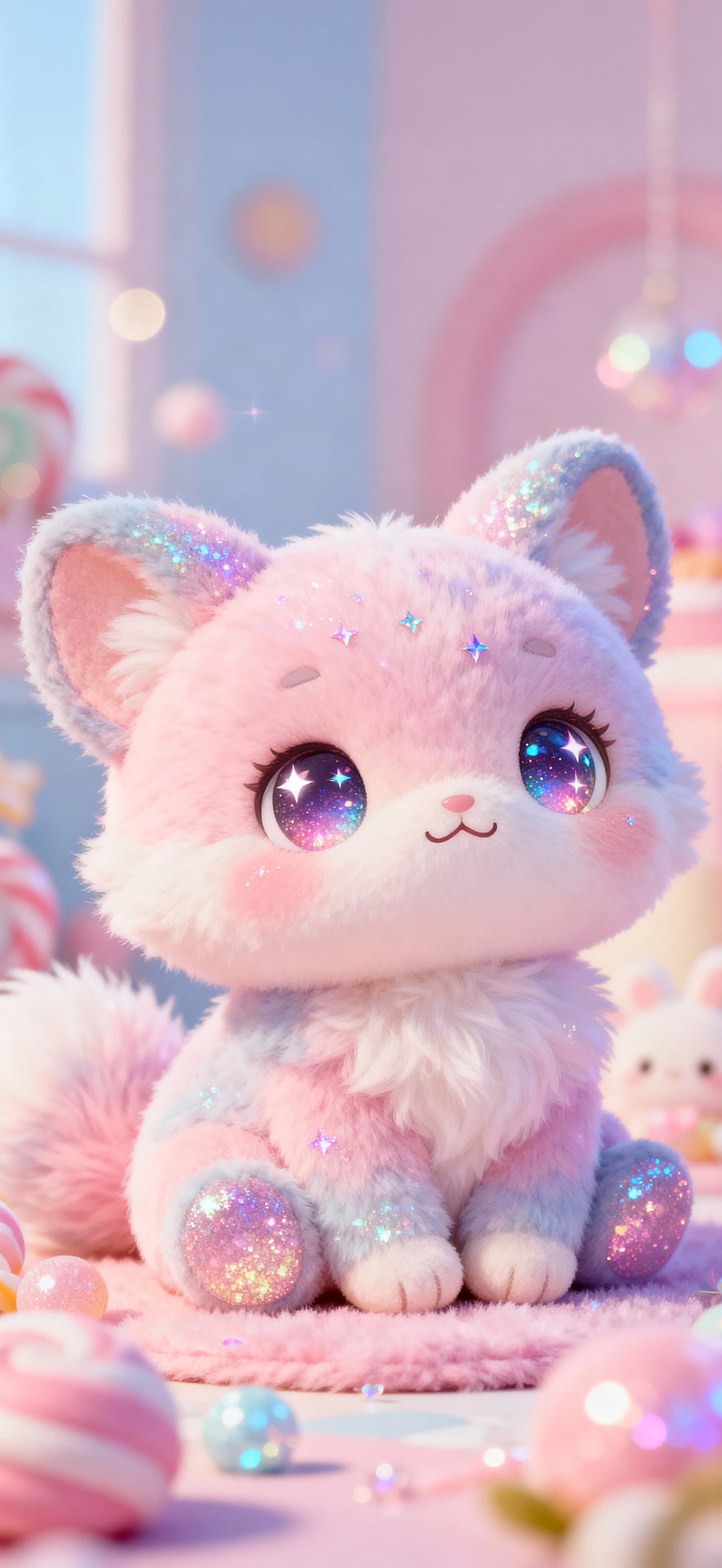 Candyfloss Kitty 2 - free phone wallpaper
