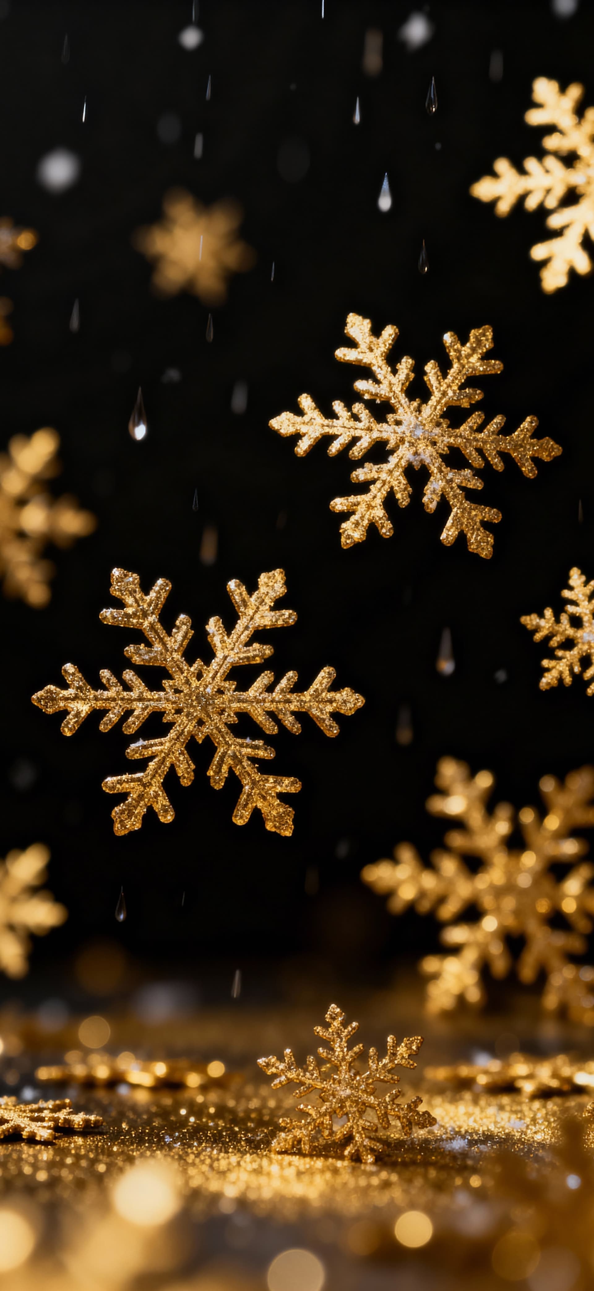 Golden Snowfall Night 3 - free phone wallpaper