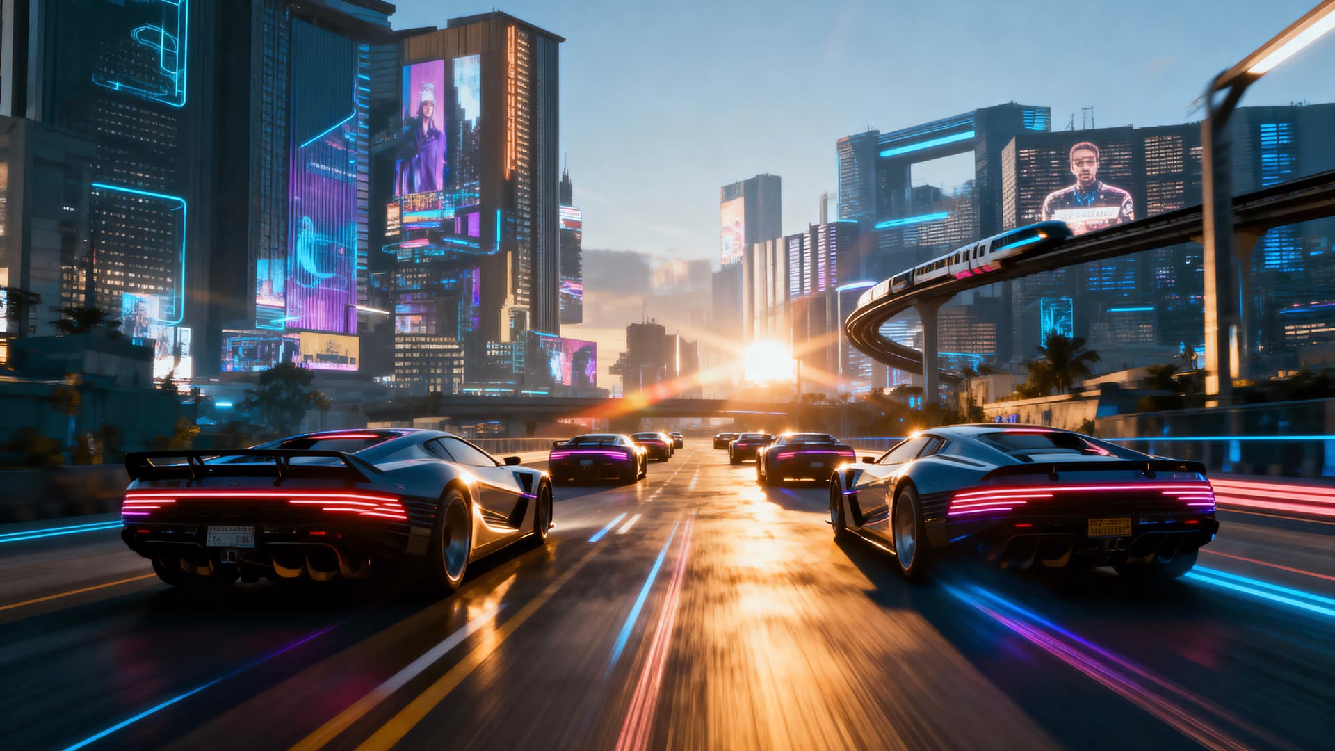 Neon Rush Skyline 1 - Pro desktop wallpaper