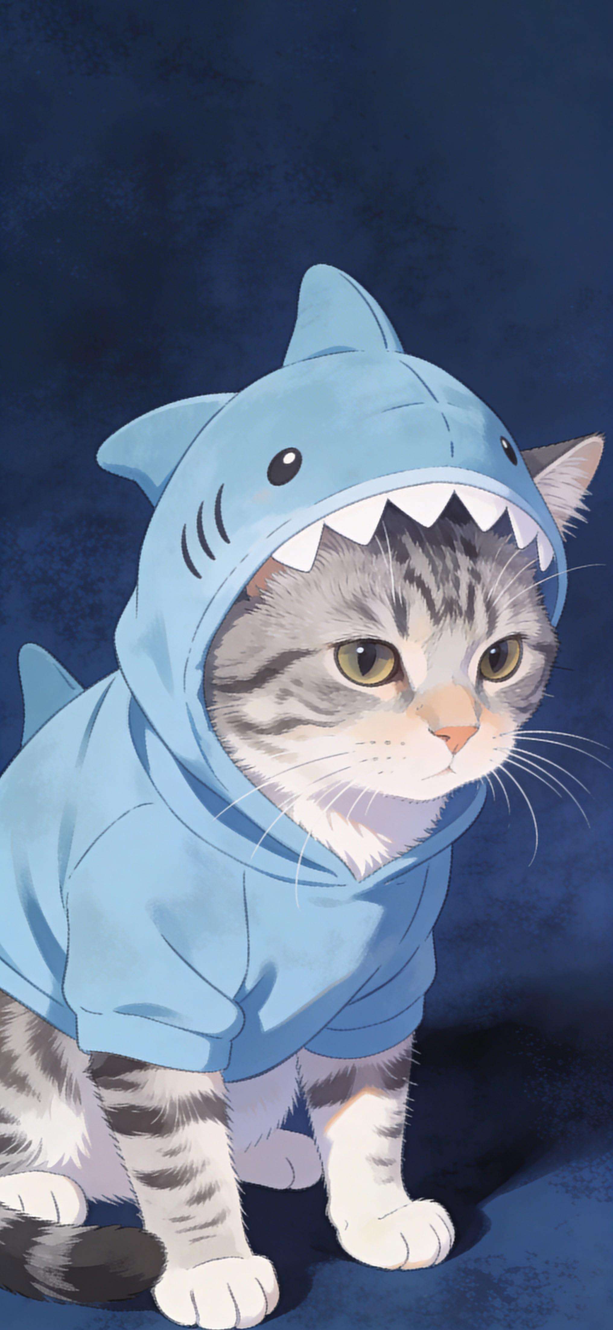 Shark Cat Costume - Pro phone wallpaper