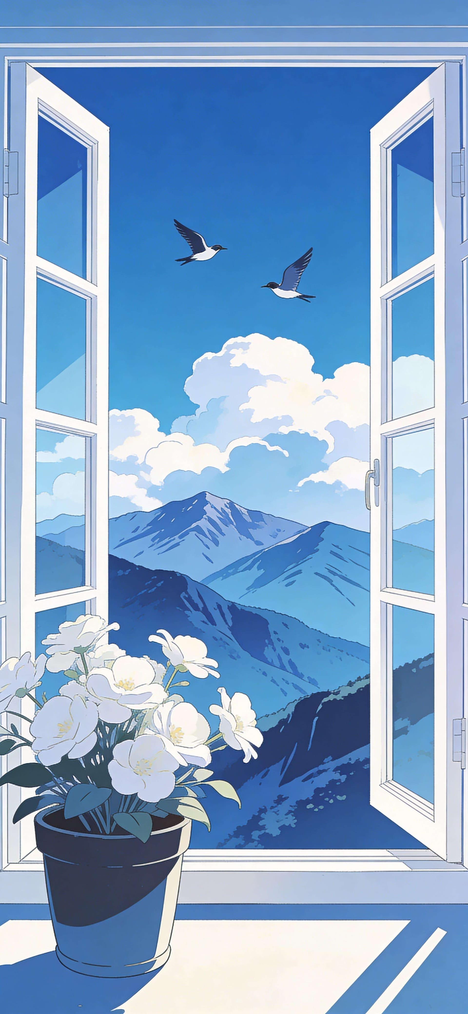 Window Bird View - free phone wallpaper