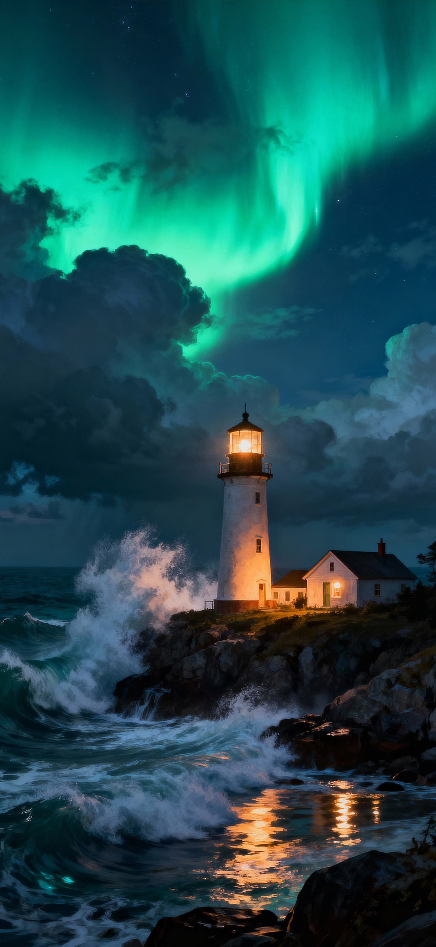 Aurora Lighthouse 1 - free phone wallpaper