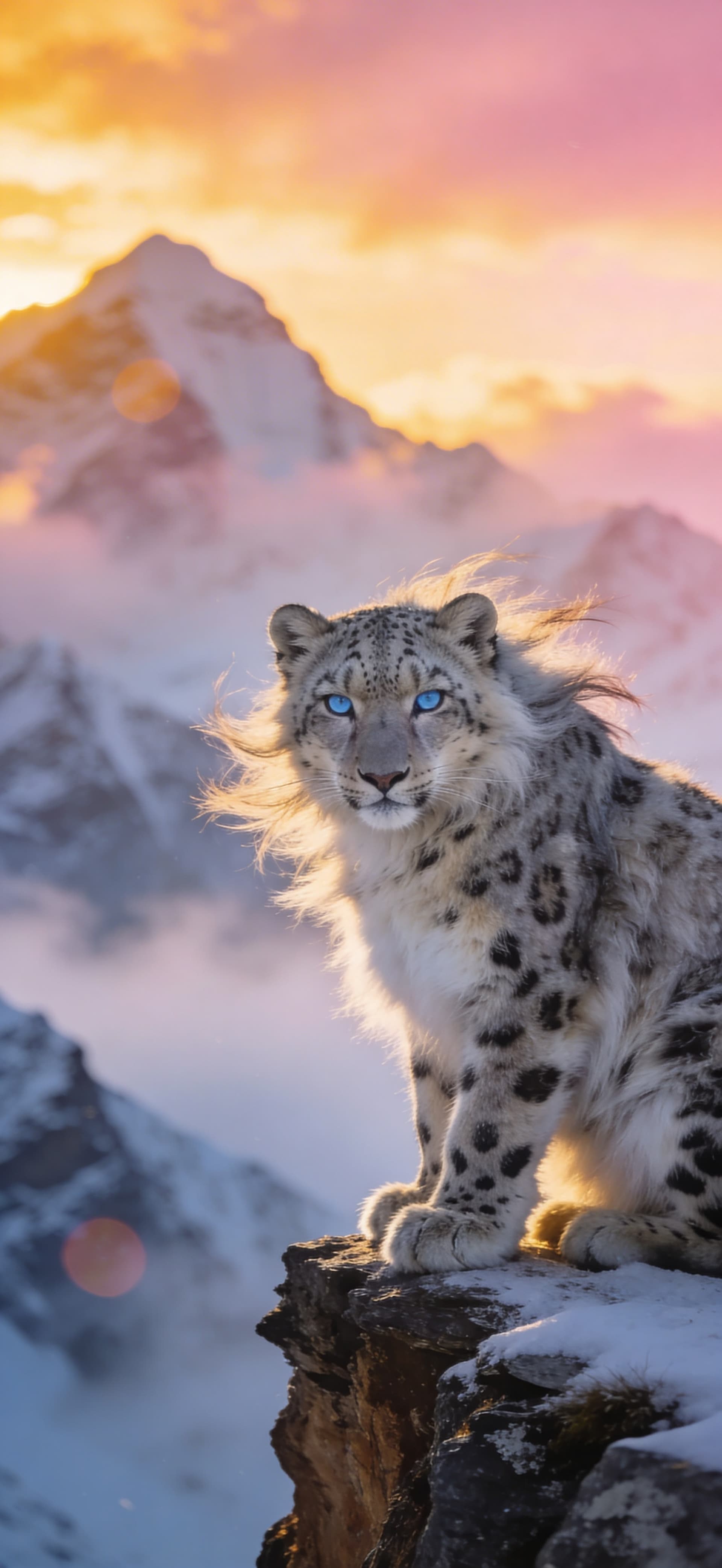 Snow Leopard Peak - Pro phone wallpaper
