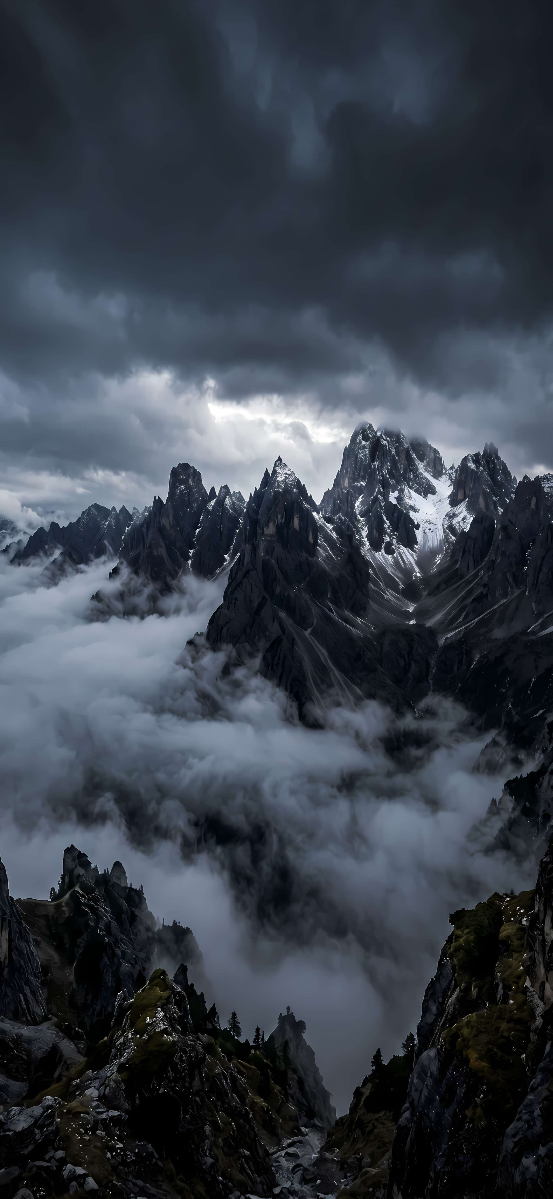 Misty Mountain Peaks - Pro phone wallpaper