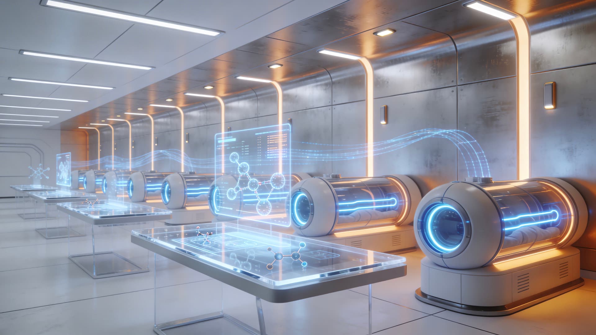 Futuristic Lab Pods - free desktop wallpaper
