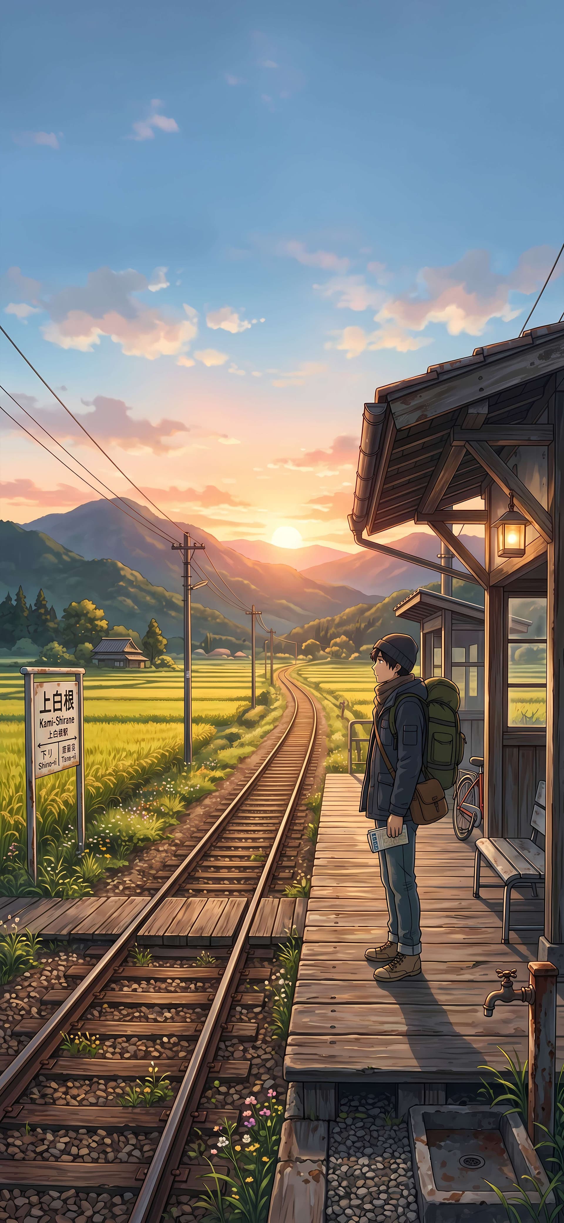 Sunset Train Journey - free phone wallpaper