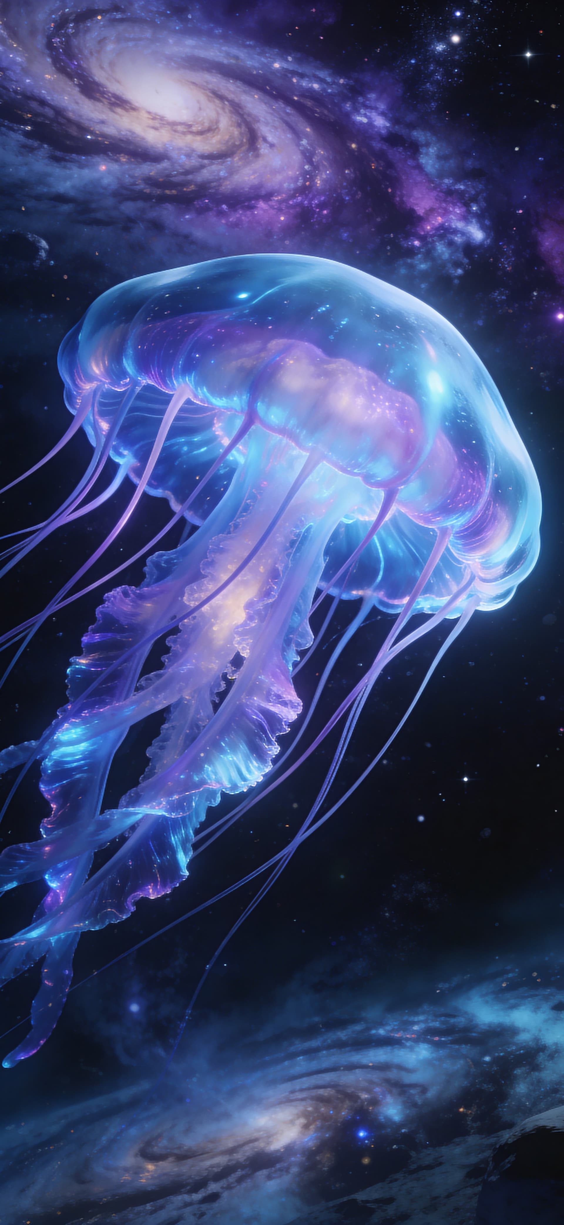 Cosmic Jellyfish Bloom - free phone wallpaper
