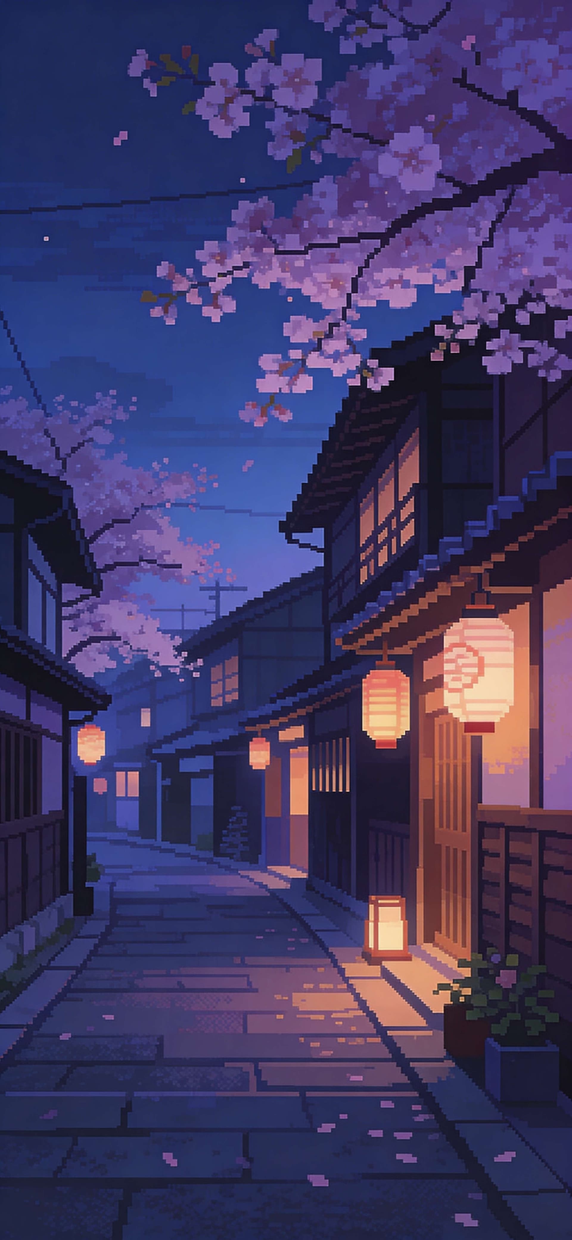 Pixel Cherry Blossom - Pro phone wallpaper