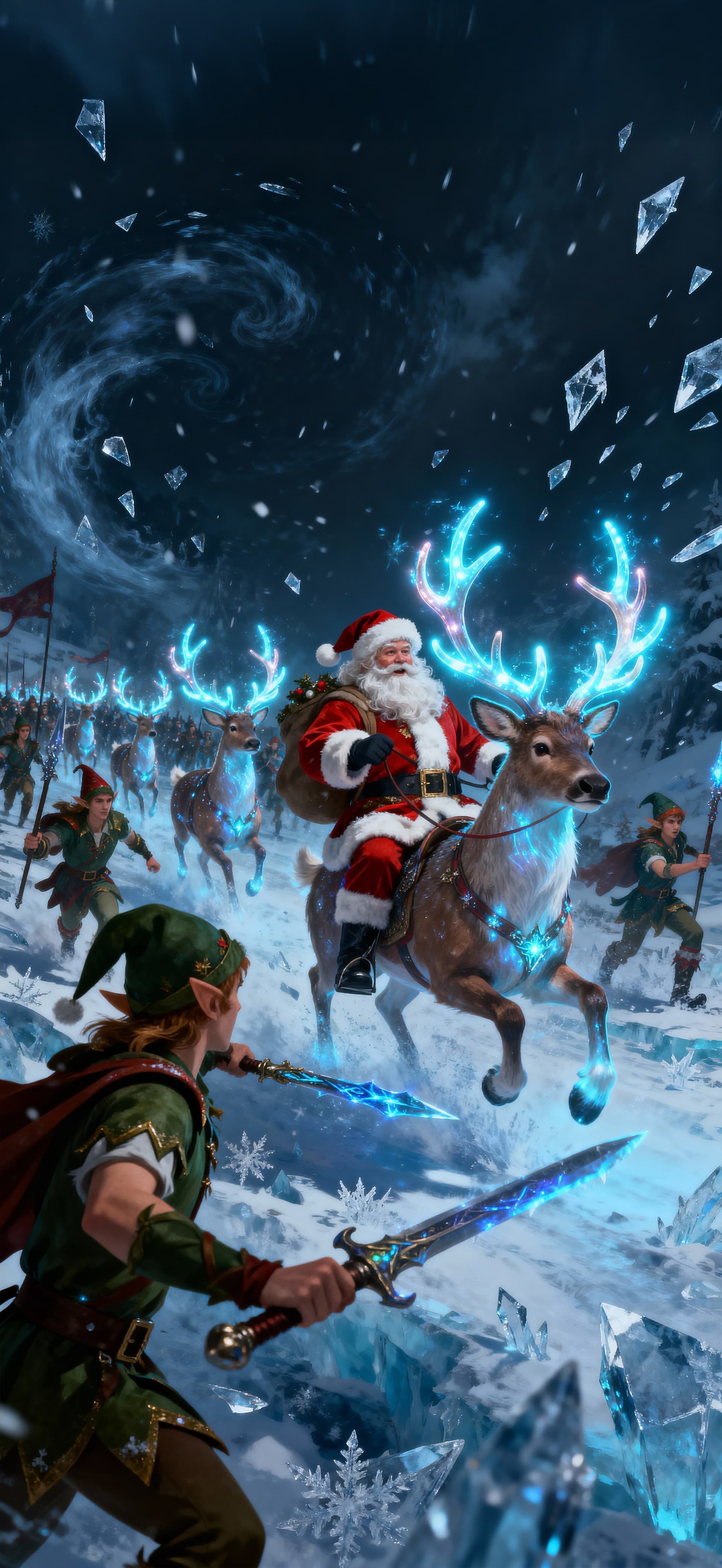Santa’s Crystal Reindeer Charge 1 - Pro phone wallpaper