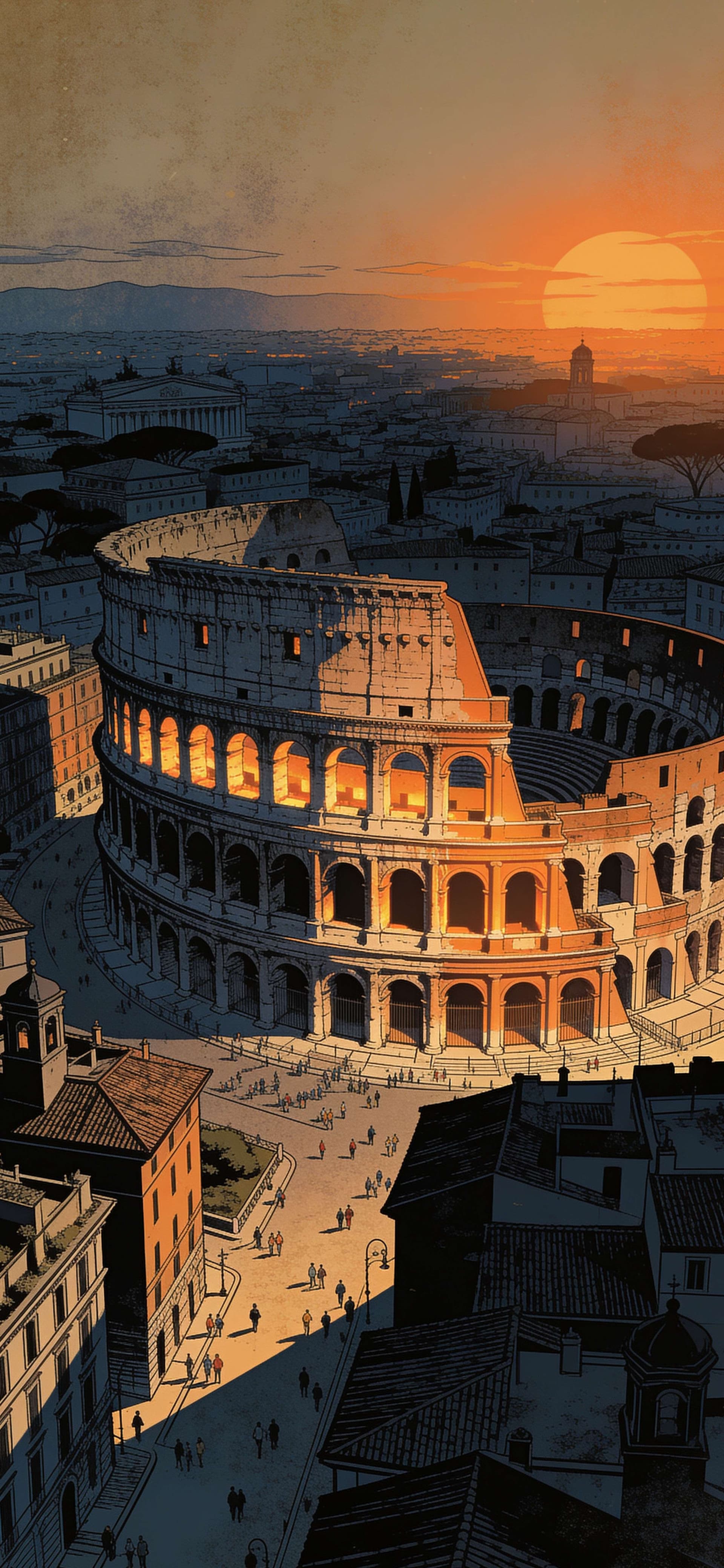 Golden Roman Sunset - Pro phone wallpaper