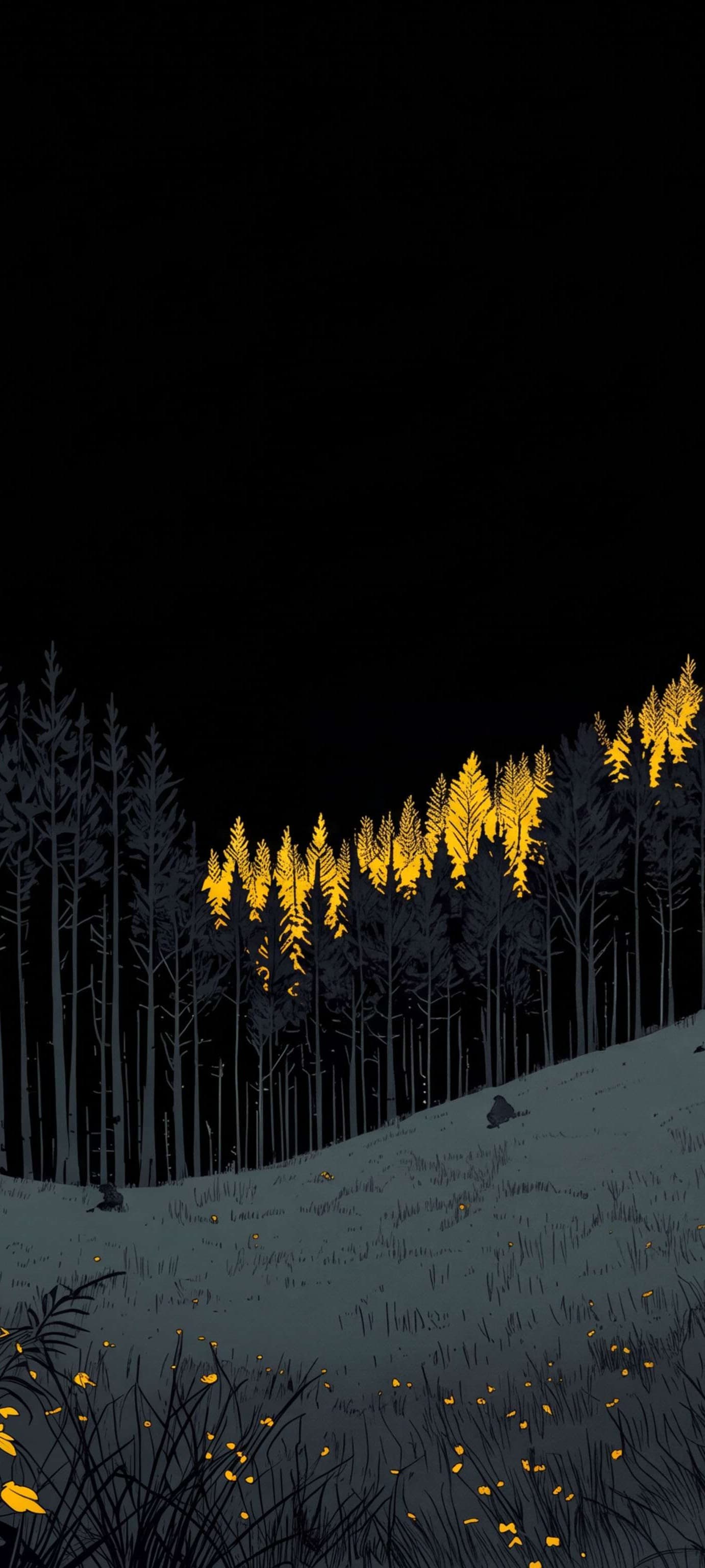 Golden Forest Hill - Pro phone wallpaper