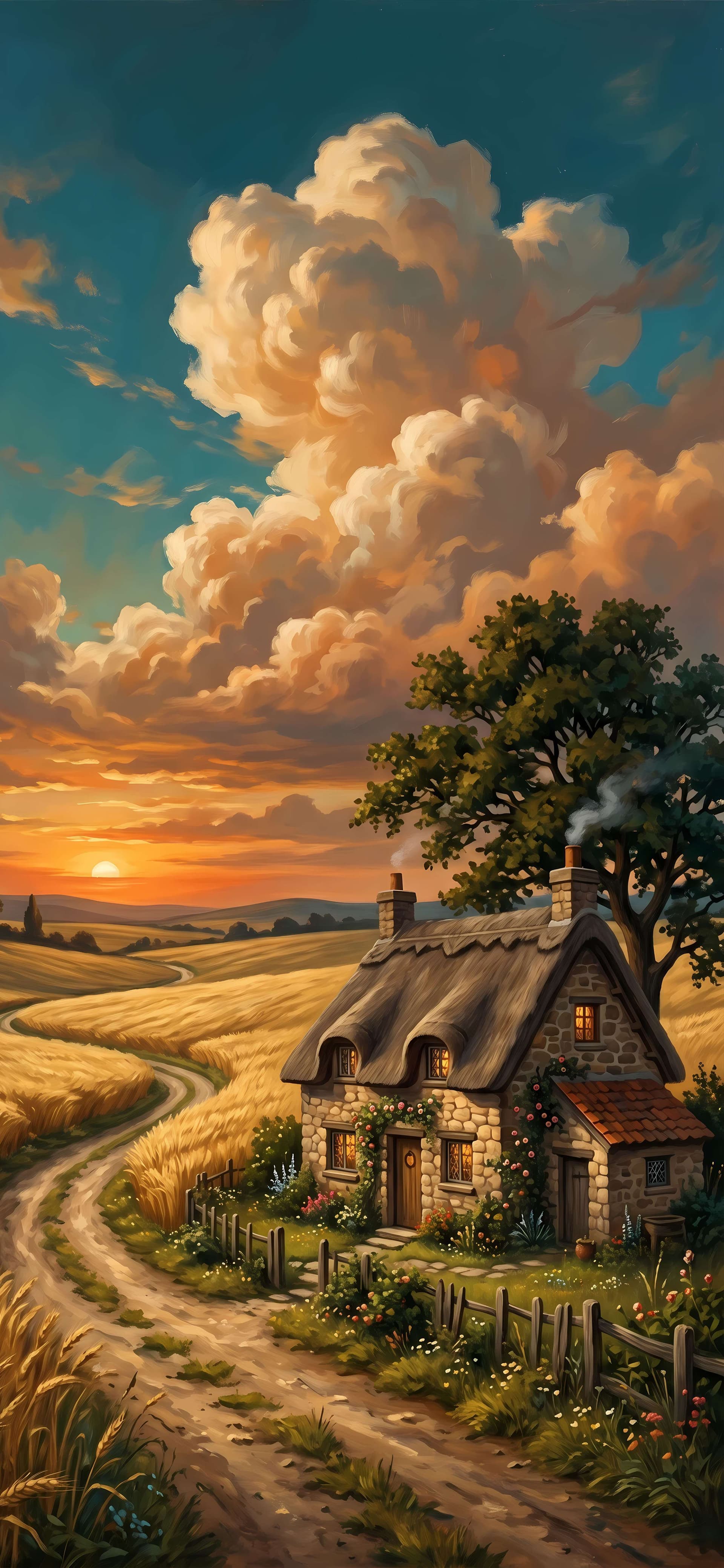 Golden Hour Cottage - Pro phone wallpaper