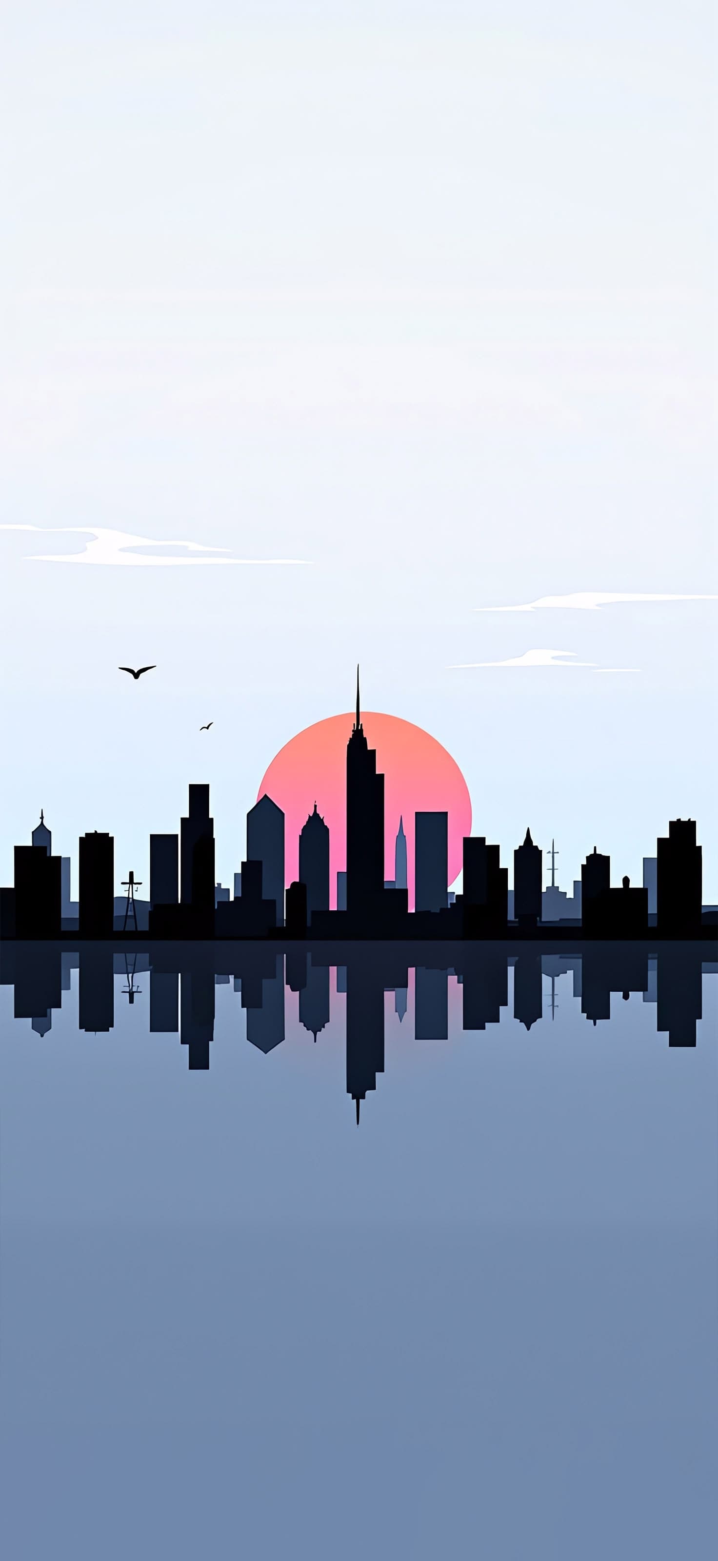 Sunset Skyline Reflection - free phone wallpaper