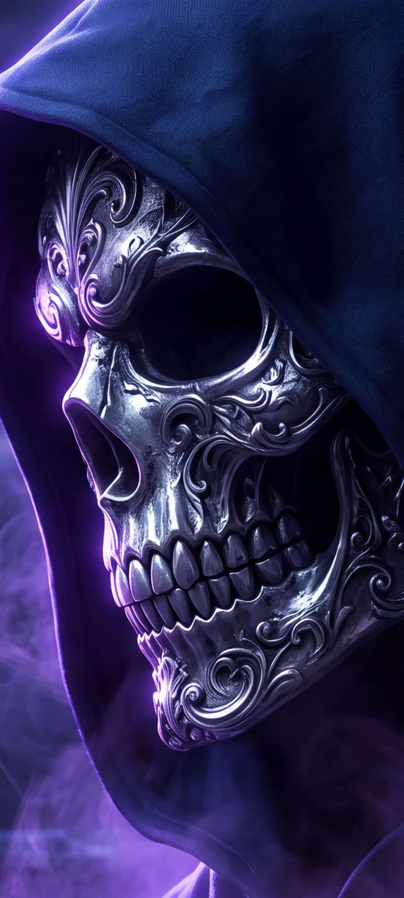 Silver Skull Hood - Pro phone wallpaper