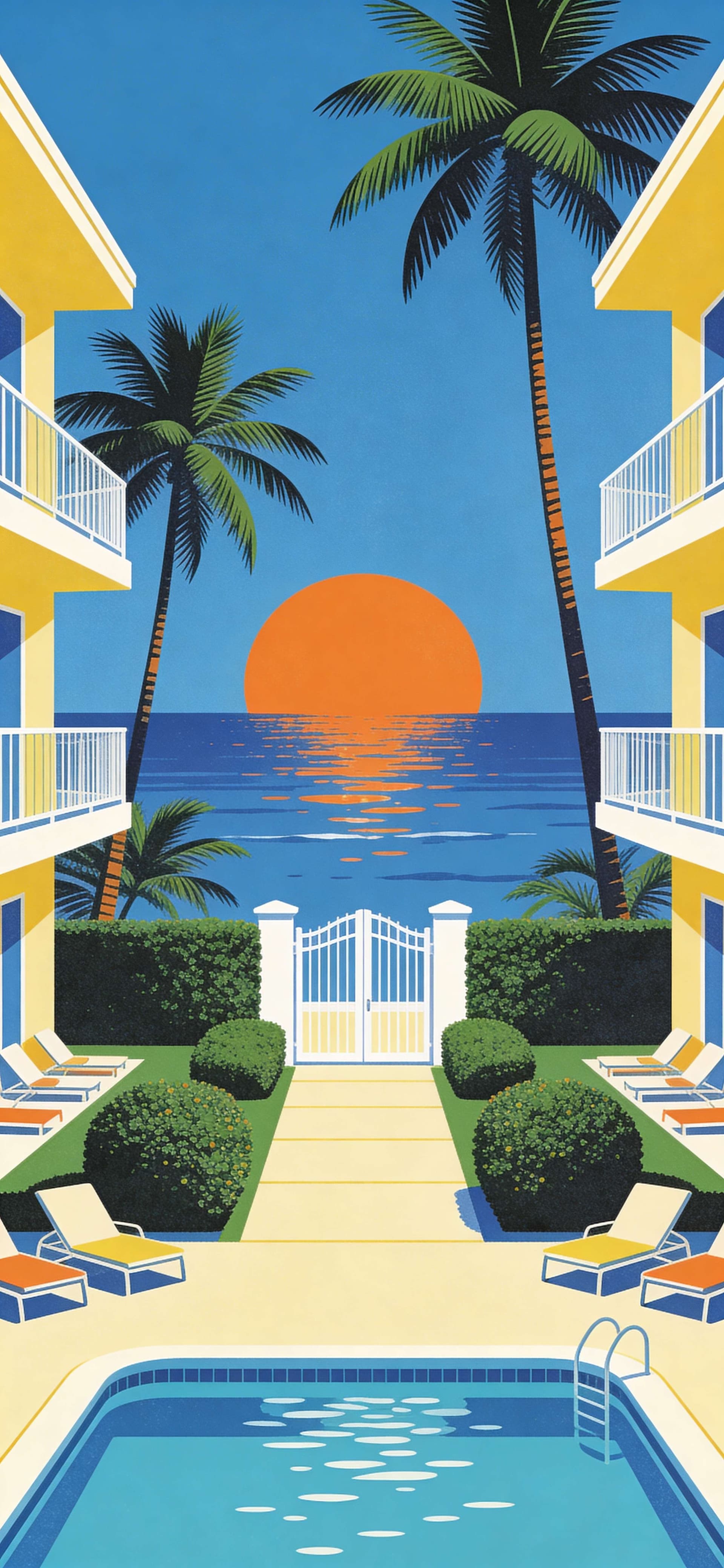 Tropical Sunset Resort - free phone wallpaper