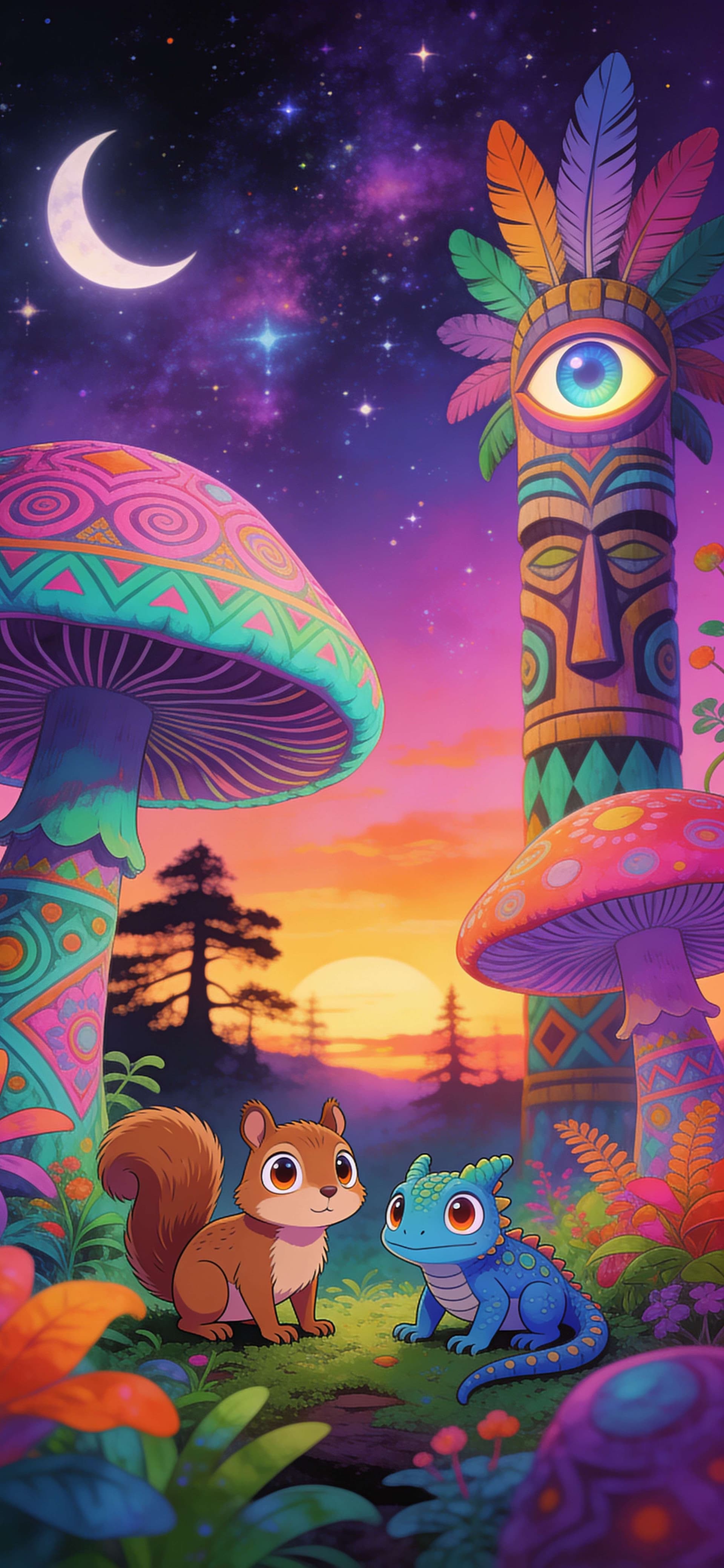 Mystic Forest Friends - Pro phone wallpaper