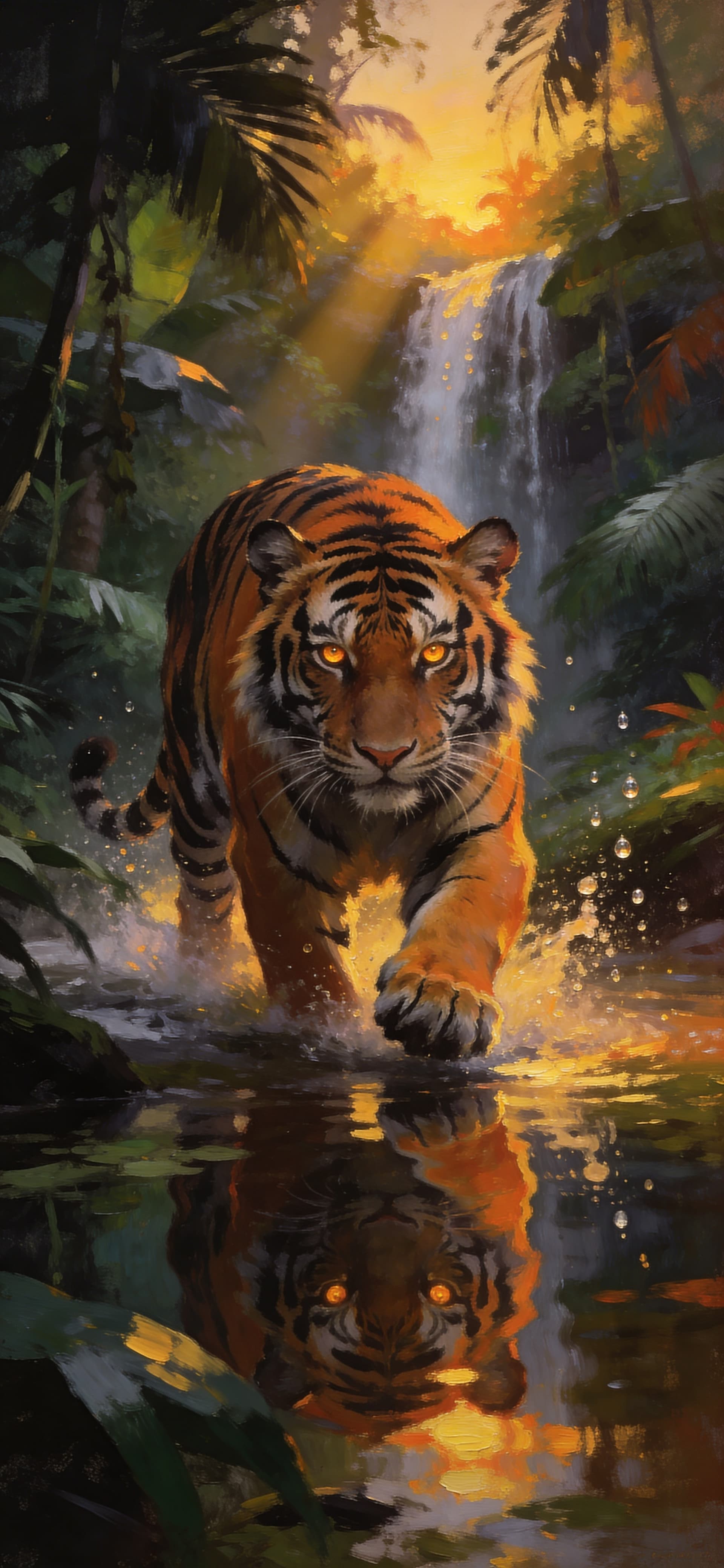 Jungle Tiger Reflection - Pro phone wallpaper