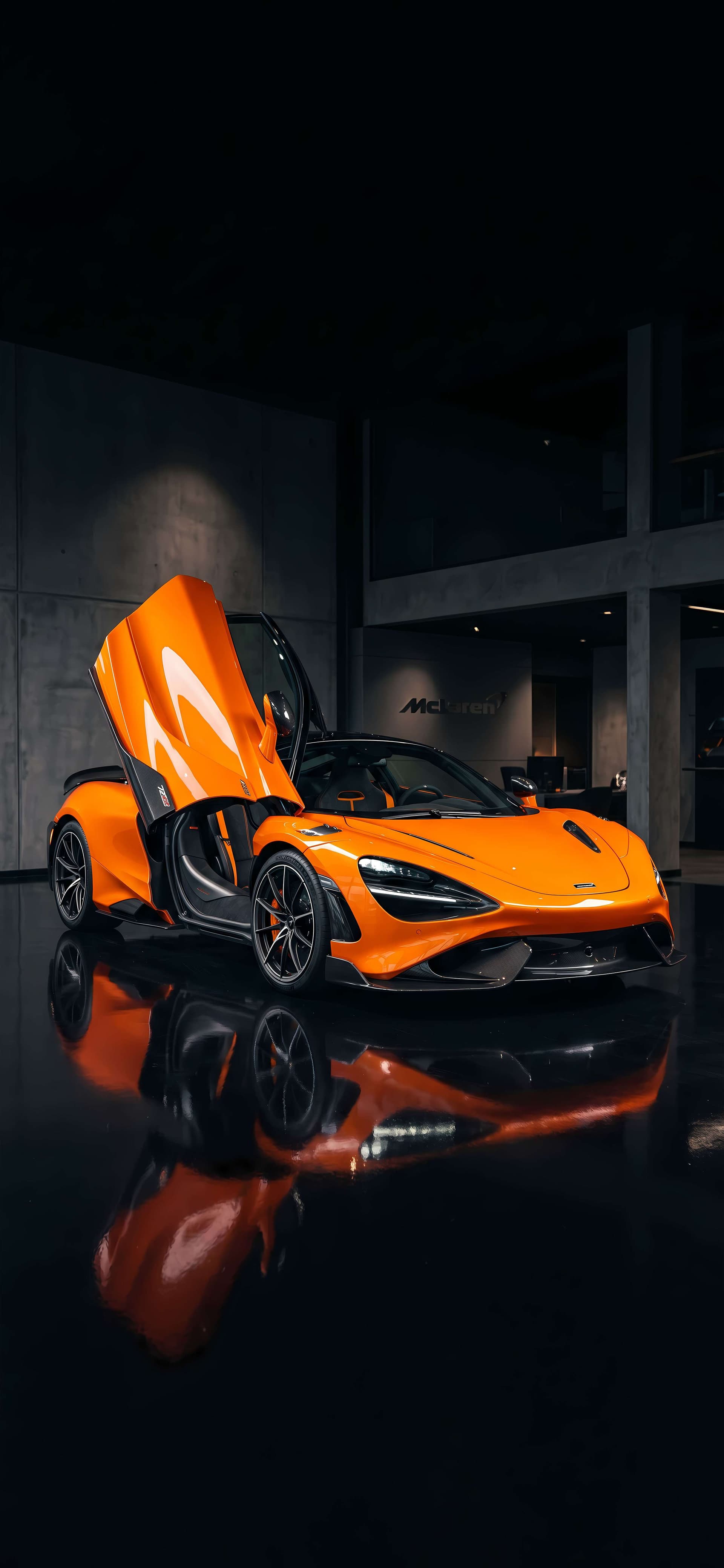 Orange Supercar Display - free phone wallpaper