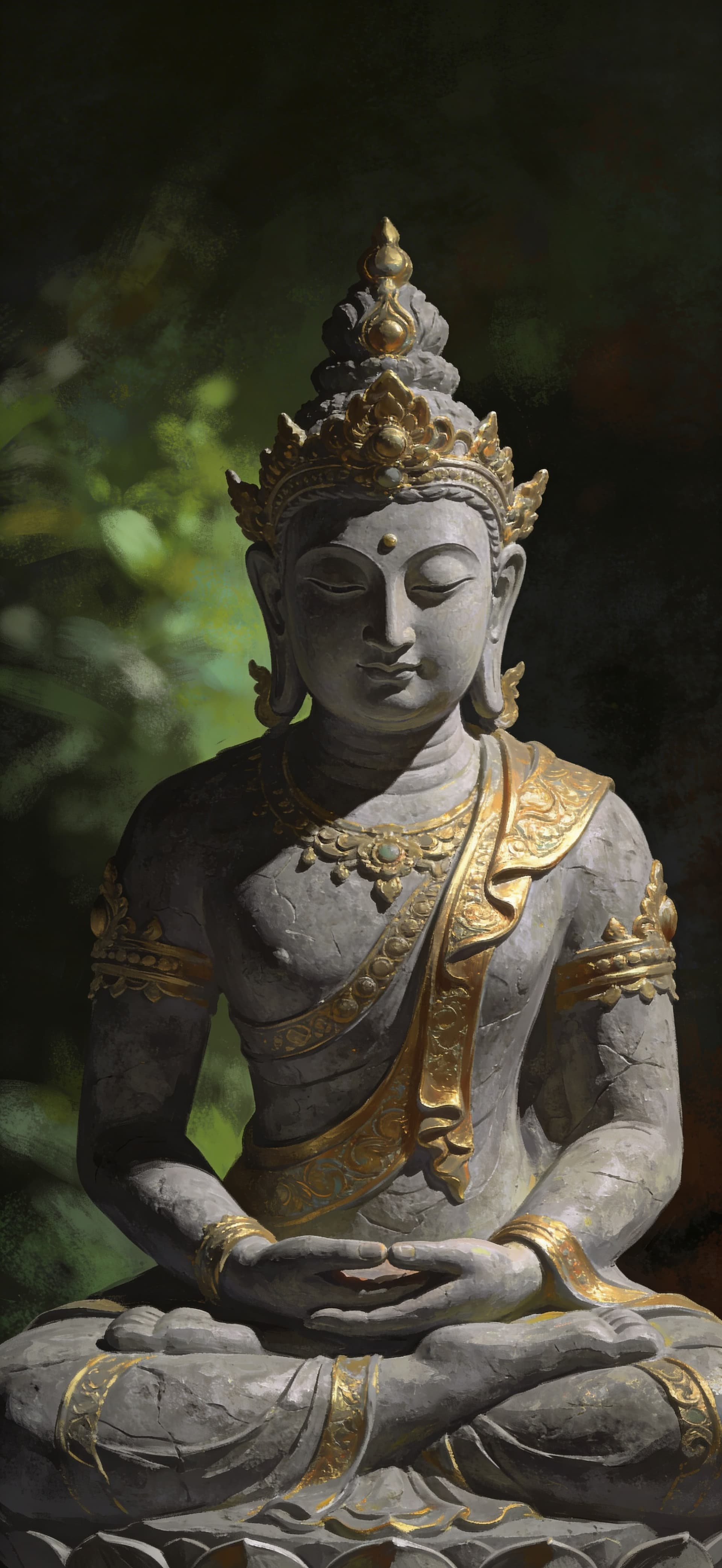 Meditating Buddha Statue - free phone wallpaper