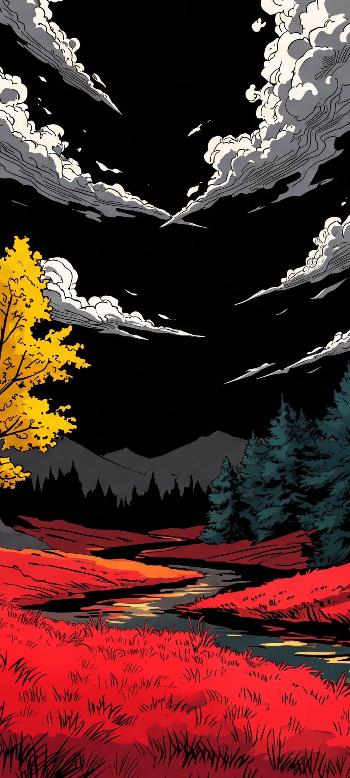 Crimson Autumn Valley - Pro phone wallpaper