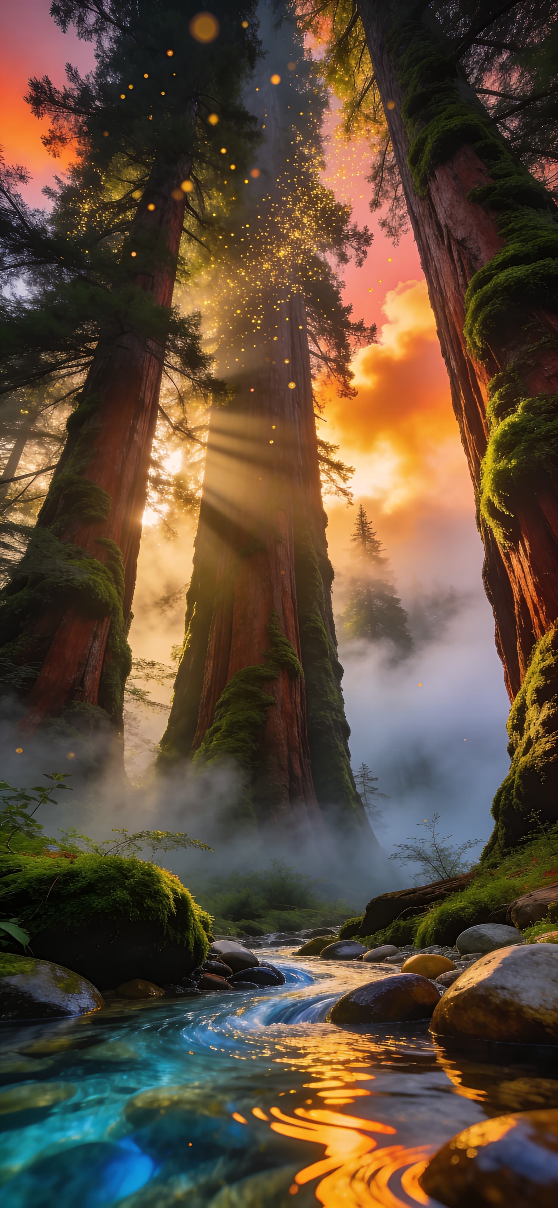 Forest River Glow - Pro phone wallpaper