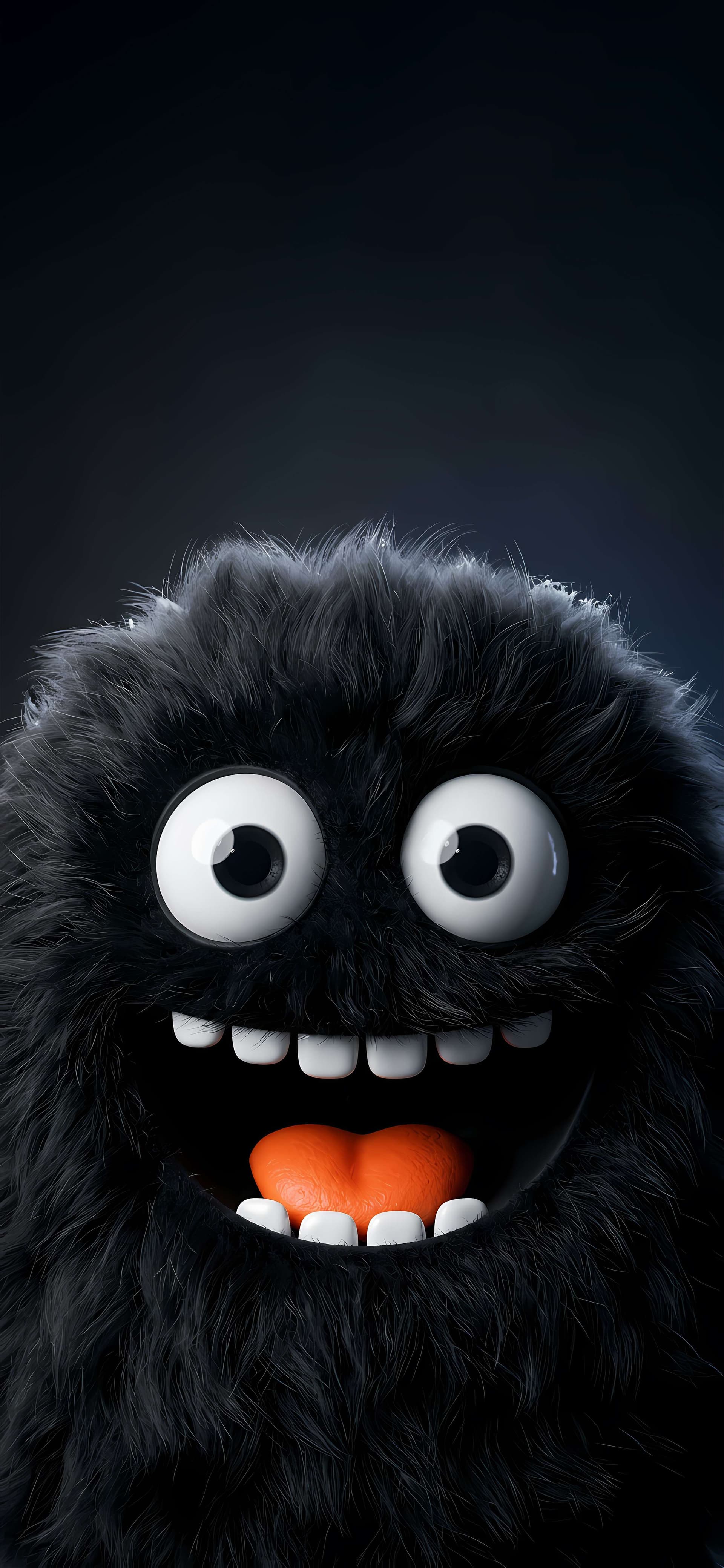 Fluffy Monster Smile - free phone wallpaper