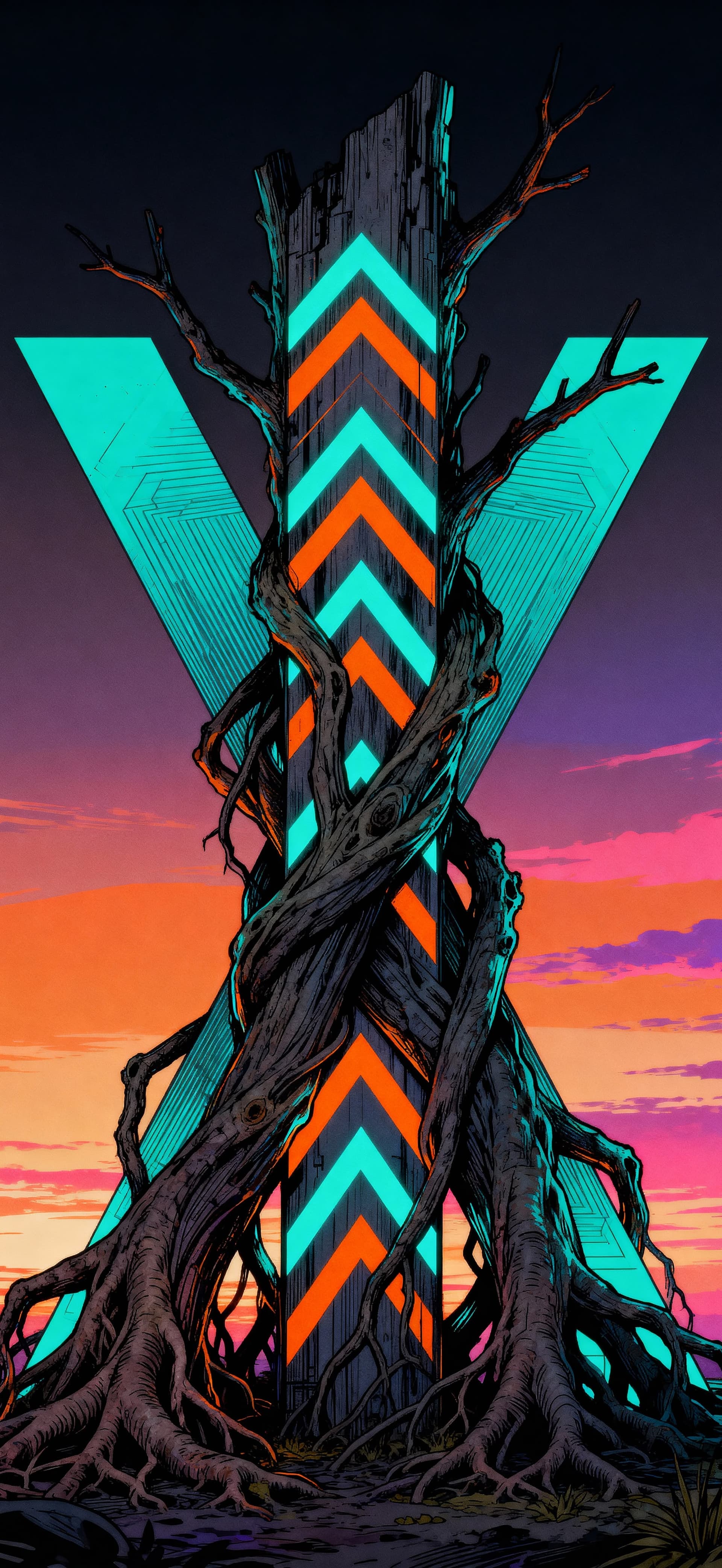Neon Totem 3 - free phone wallpaper
