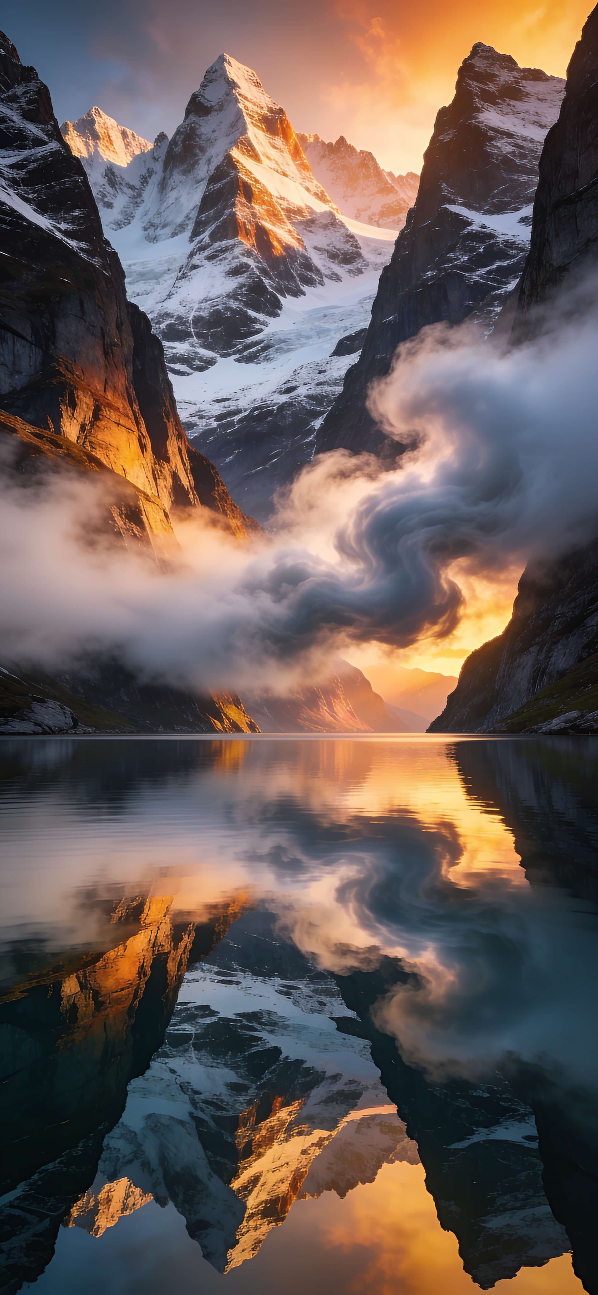 Golden Peak Reflection - Pro phone wallpaper