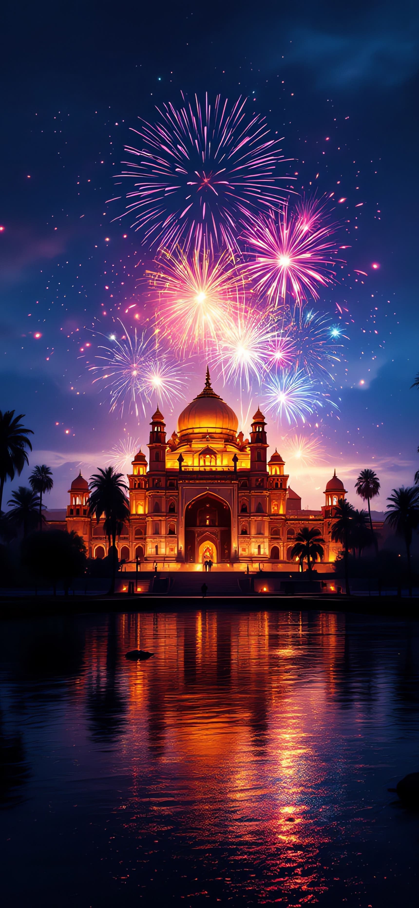 Temple Fireworks 1 - free phone wallpaper