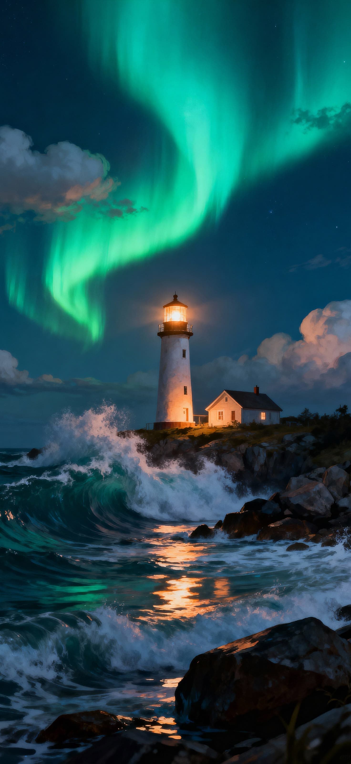 Aurora Lighthouse 3 - free phone wallpaper