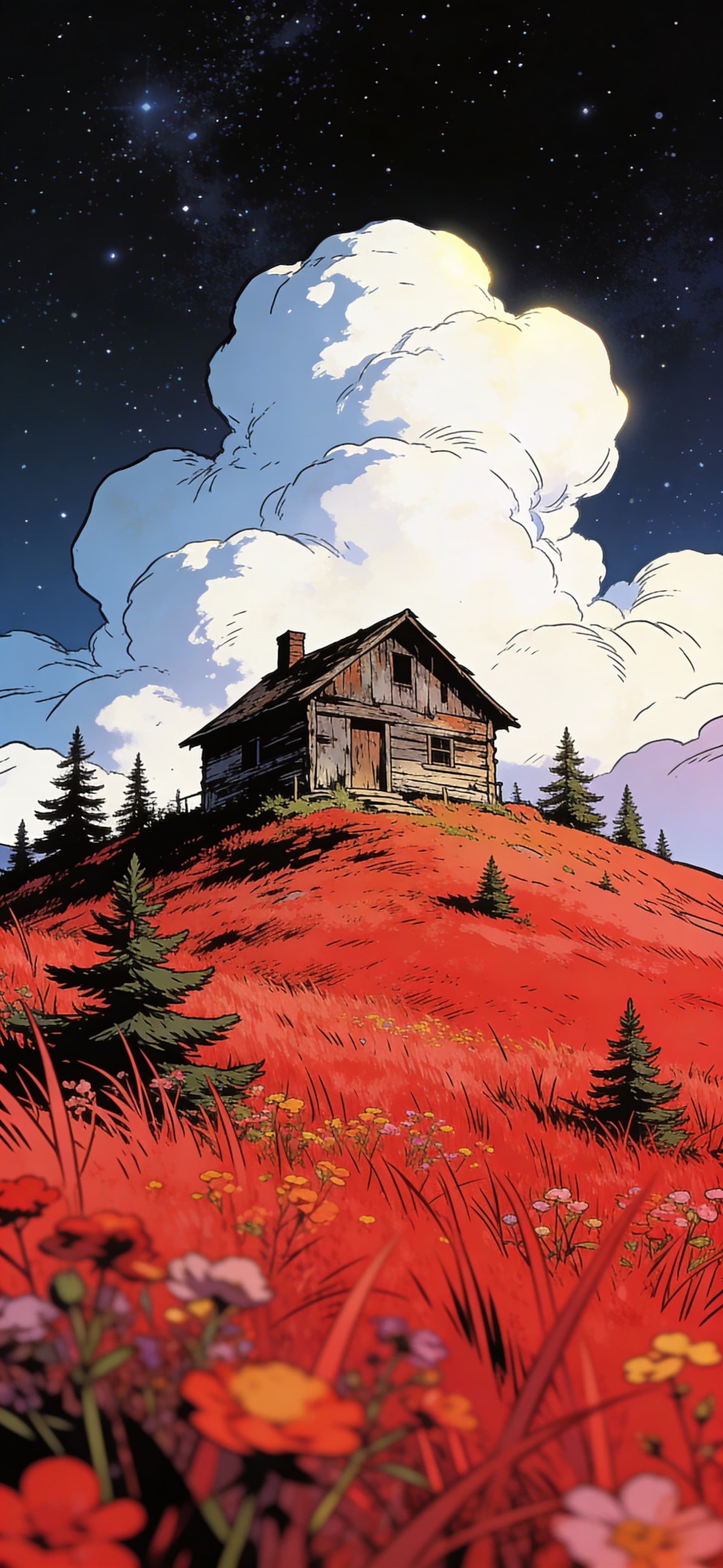 Crimson Hill Cabin - Pro phone wallpaper