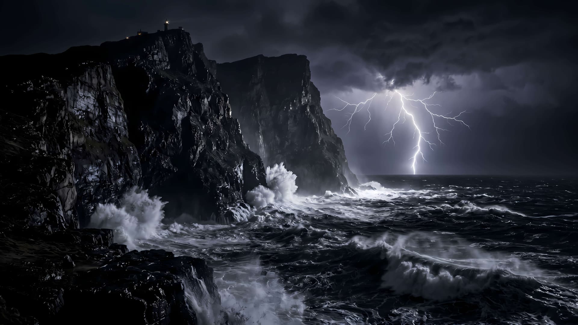 Stormy Cliffside Tempest - Pro desktop wallpaper
