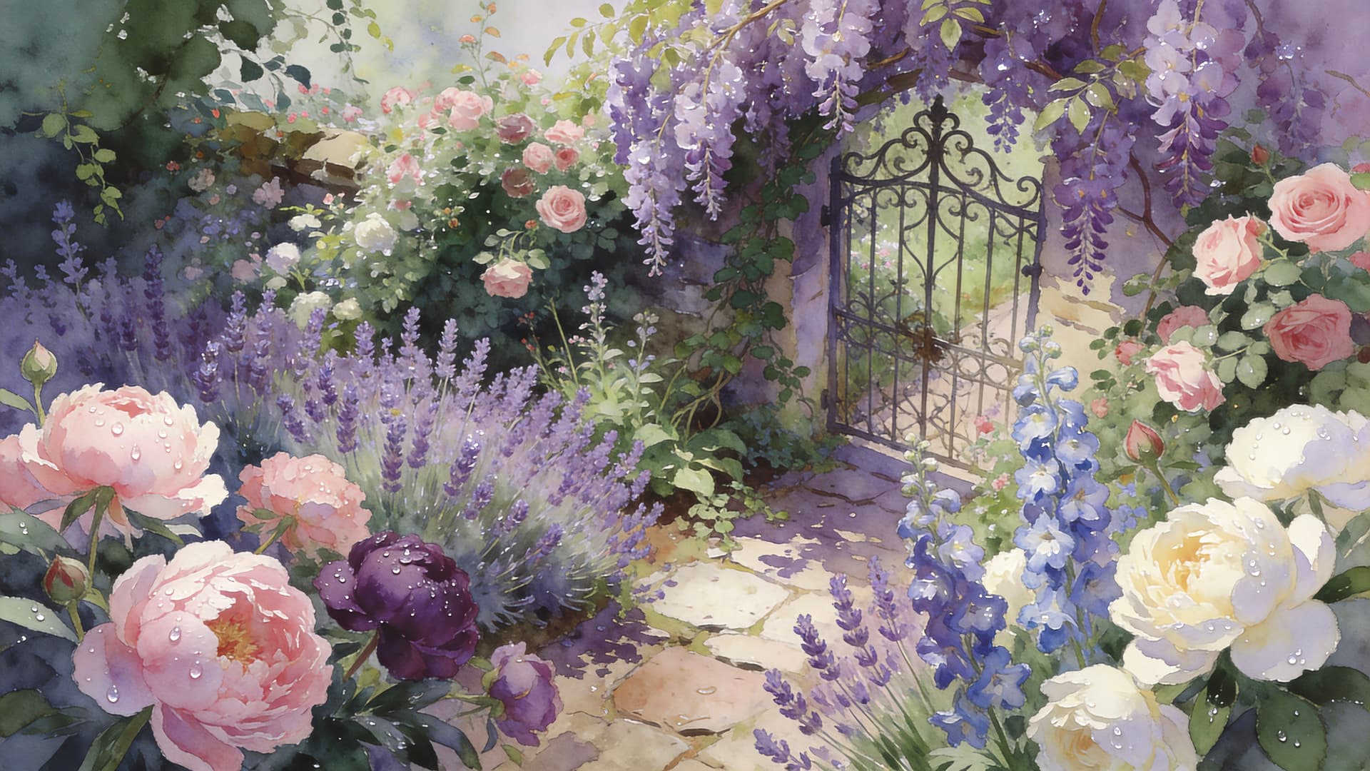 Floral Garden Gate - Pro desktop wallpaper