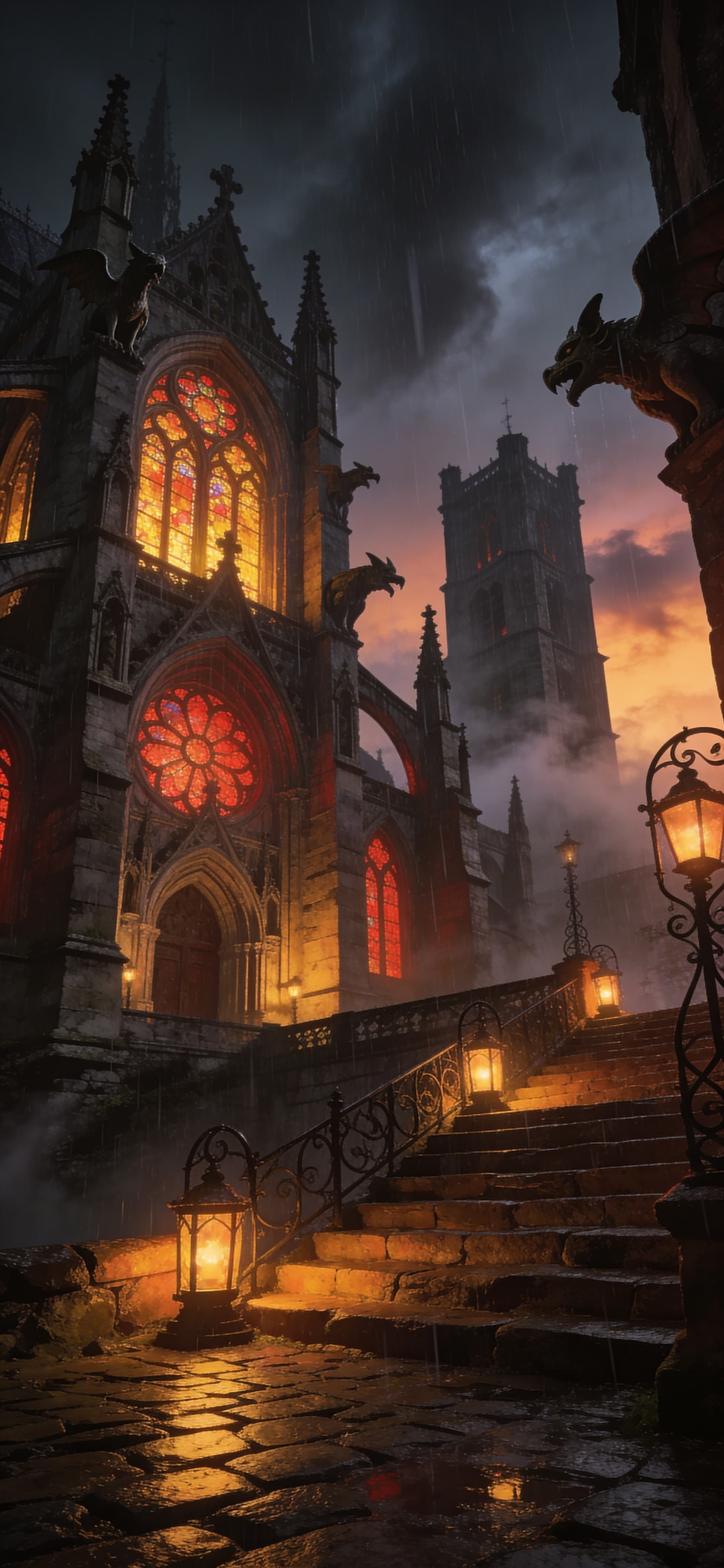 Gothic Cathedral Night - free phone wallpaper