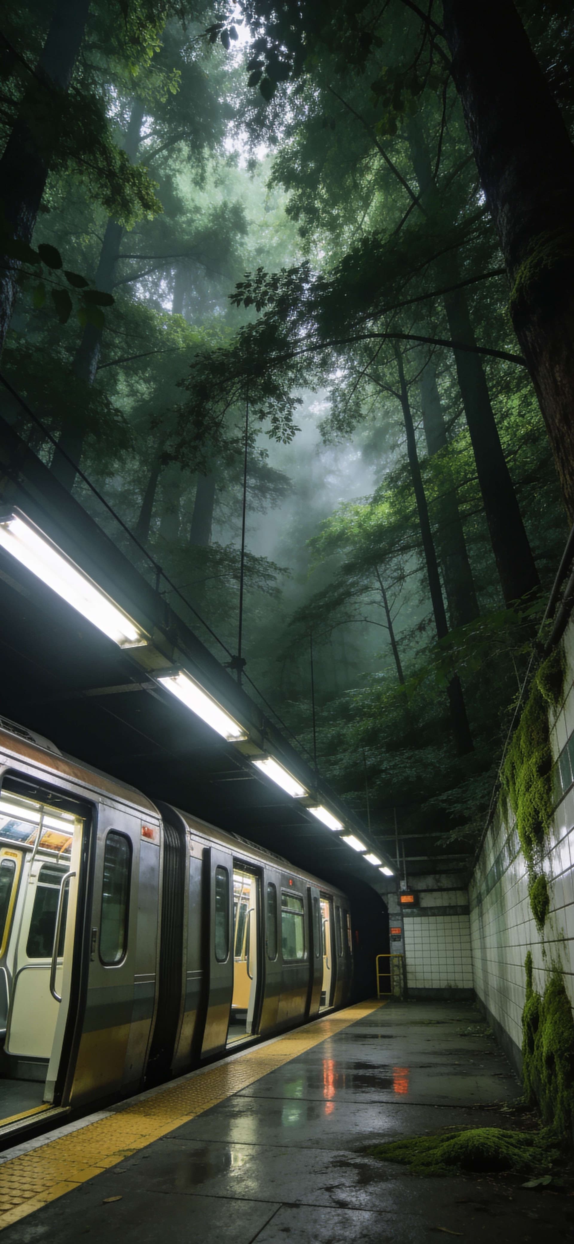 Misty Forest Transit - Pro phone wallpaper