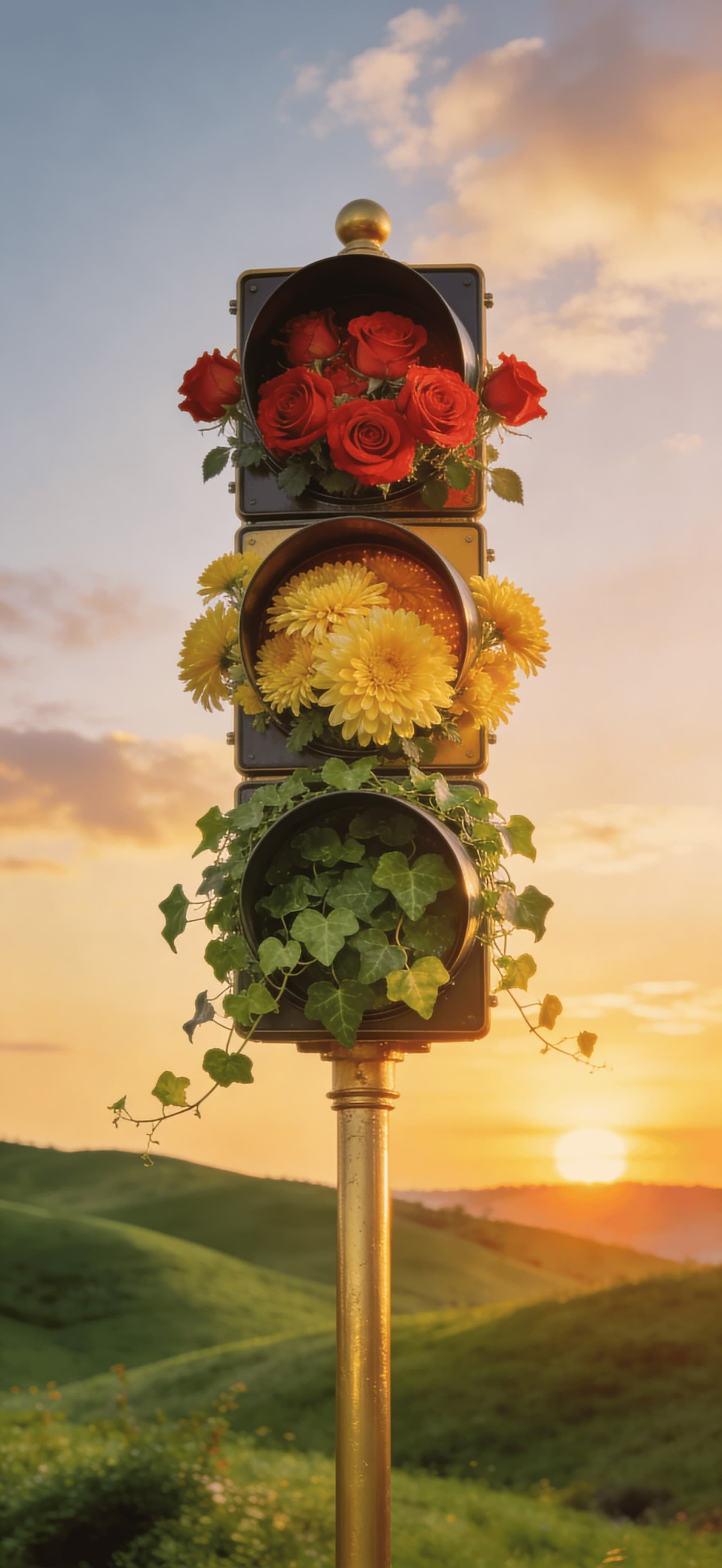 Floral Traffic Light - Pro phone wallpaper