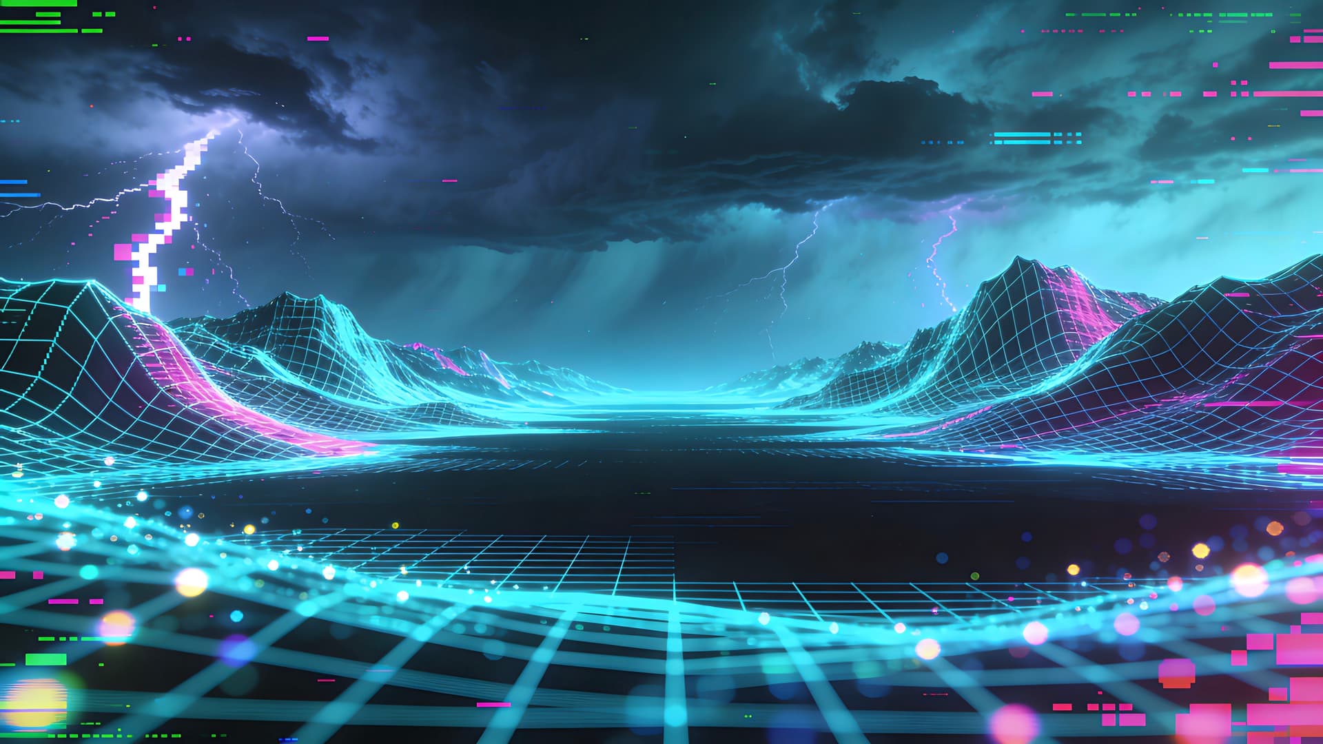 Cyberpunk Lightning Storm - free desktop wallpaper