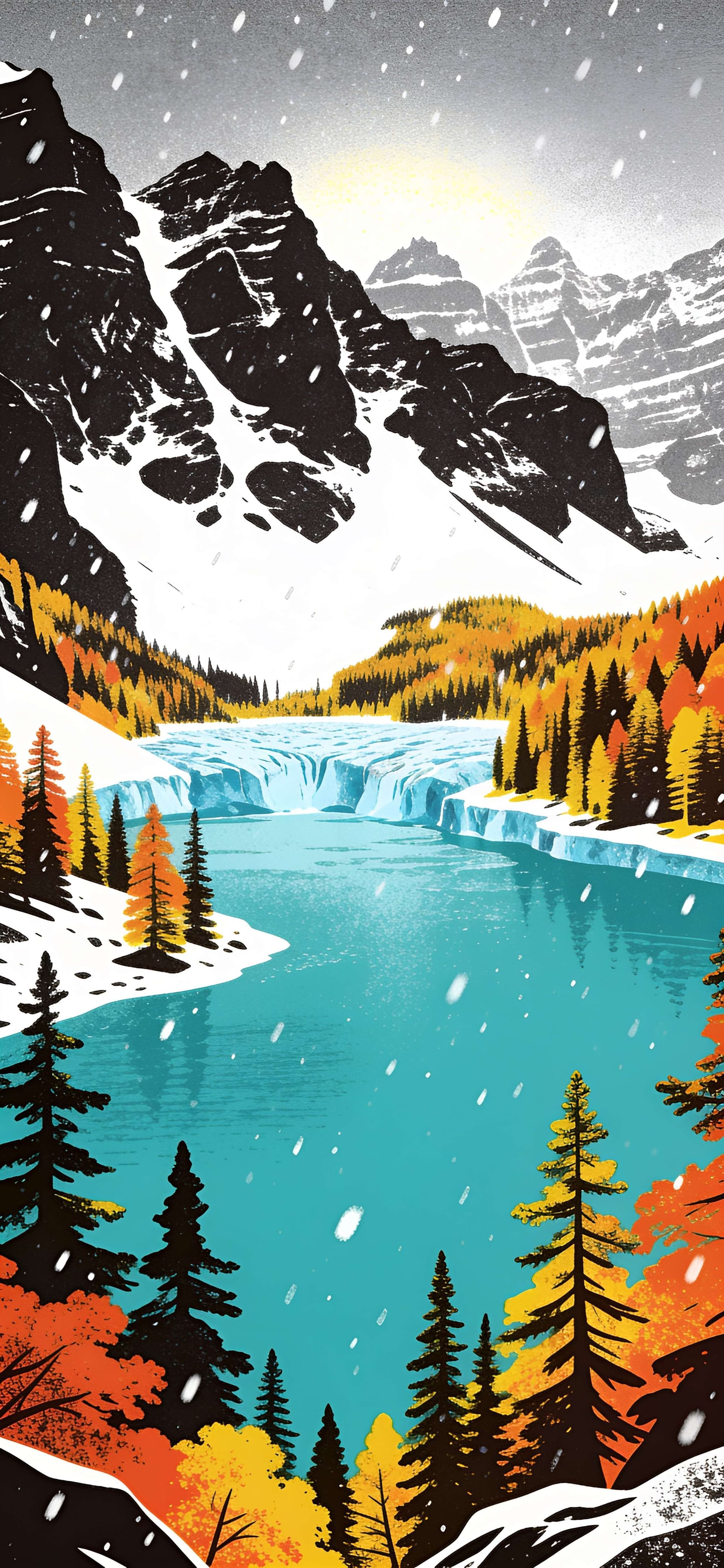 Winter Lake Valley - free phone wallpaper