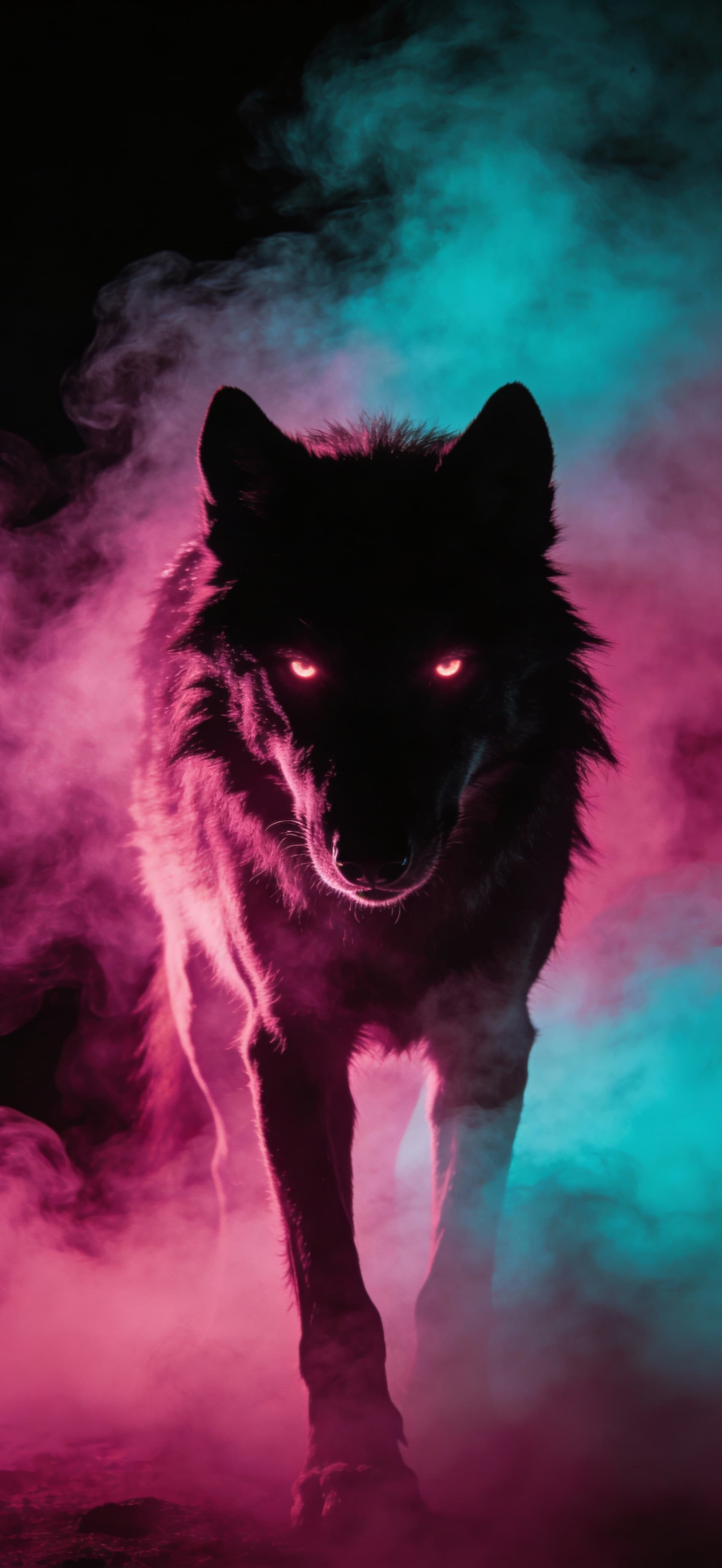 Neon Wolf Smoke 3 - Pro phone wallpaper