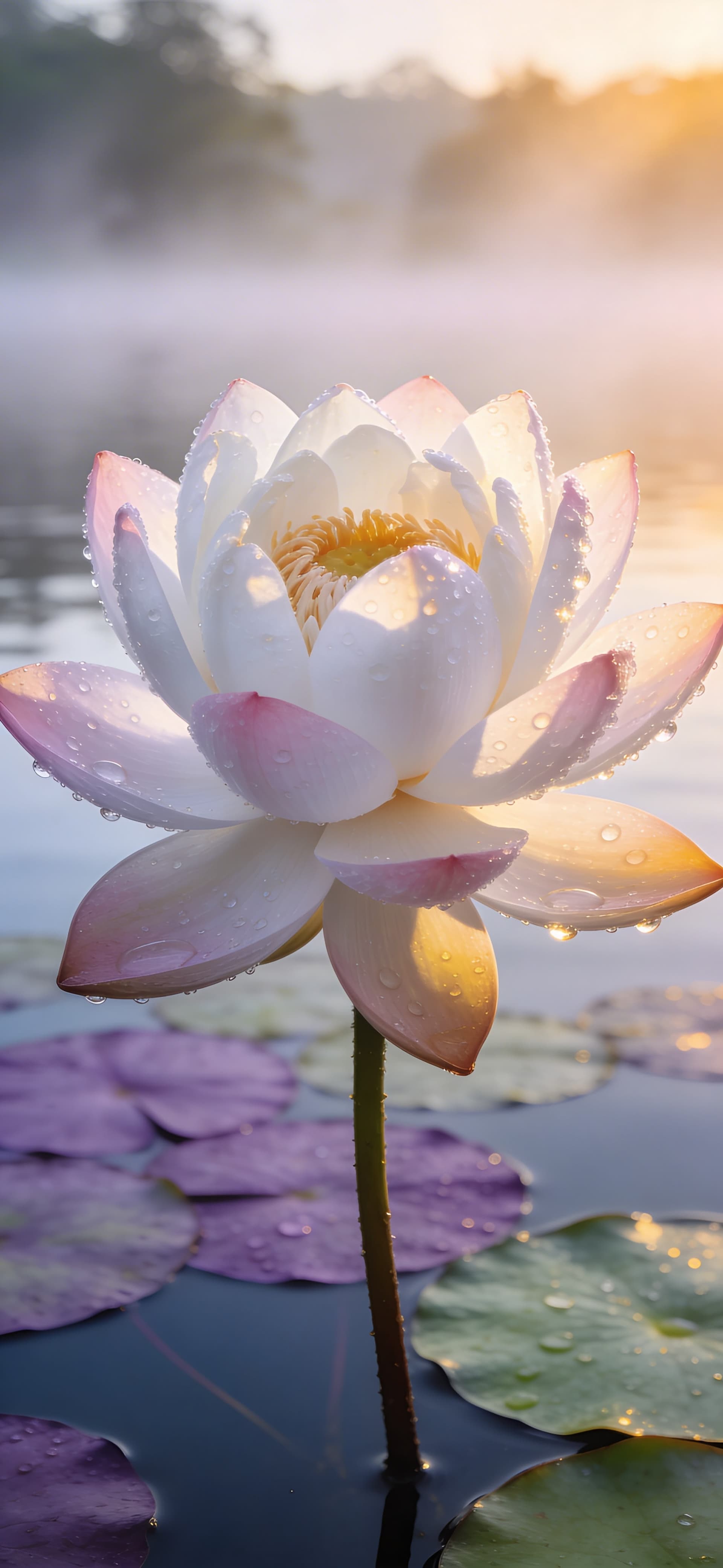Lotus Morning Dew - free phone wallpaper