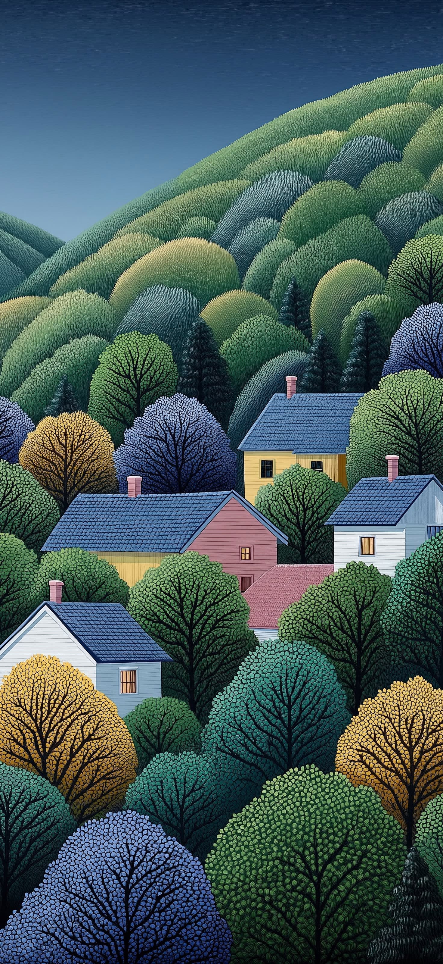 Moonlit Hilltop Village 3 - Pro phone wallpaper